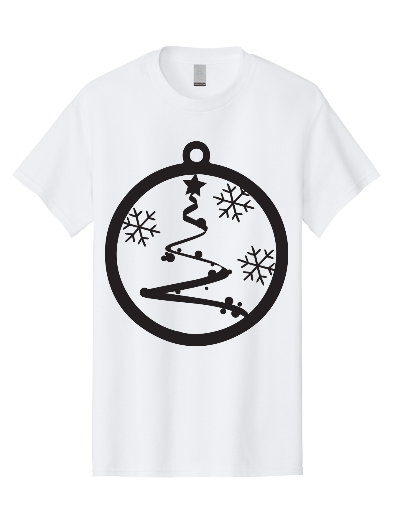 Christmas-Ornament-1 Men'S Graphic Tee, 100% Cotton, Comfortable Casual Summer Wear, Machine Washable, Christmas Tree, Snowflakes, Winter Decoration, Festive Symbol, Holiday Ornaments, Christmas Decor, Tree Silhouette, Star On Top, Aac582