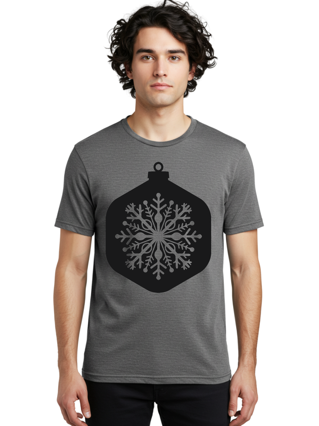 Christmas-Ornament-Snowflake Men'S Graphic Tee, 100% Cotton, Comfortable Casual Summer Wear, Machine Washable, Christmas Ornament, Snowflake Design, Festive Decor, Holiday Symbol, Winter Wonderland, Seasonal Charm, Elegant Pattern, Aac583