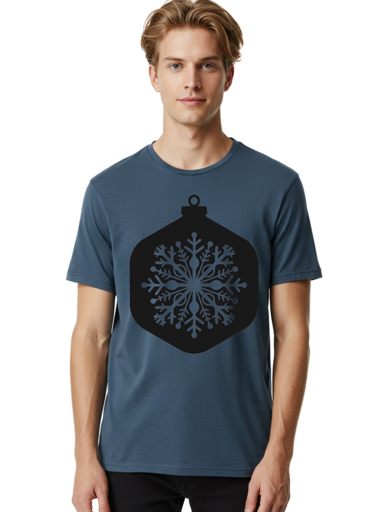 Christmas-Ornament-Snowflake Men'S Graphic Tee, 100% Cotton, Comfortable Casual Summer Wear, Machine Washable, Christmas Ornament, Snowflake Design, Festive Decor, Holiday Symbol, Winter Wonderland, Seasonal Charm, Elegant Pattern, Aac583