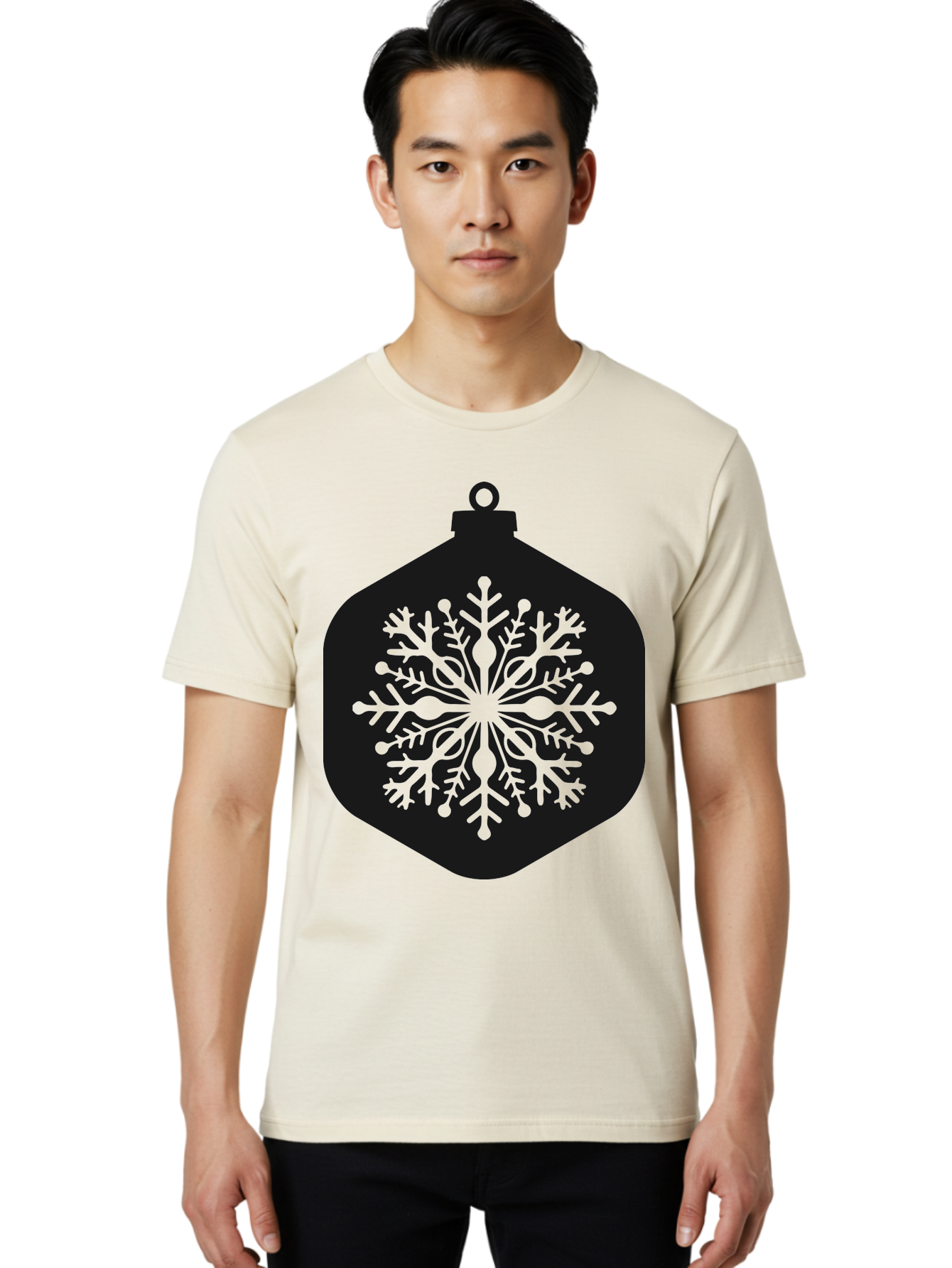 Christmas-Ornament-Snowflake Men'S Graphic Tee, 100% Cotton, Comfortable Casual Summer Wear, Machine Washable, Christmas Ornament, Snowflake Design, Festive Decor, Holiday Symbol, Winter Wonderland, Seasonal Charm, Elegant Pattern, Aac583