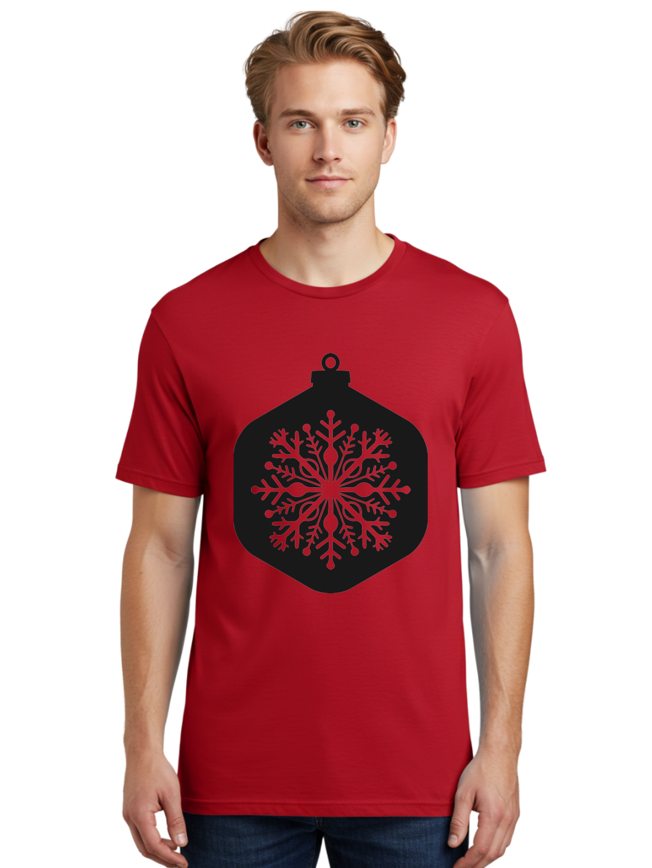 Christmas-Ornament-Snowflake Men'S Graphic Tee, 100% Cotton, Comfortable Casual Summer Wear, Machine Washable, Christmas Ornament, Snowflake Design, Festive Decor, Holiday Symbol, Winter Wonderland, Seasonal Charm, Elegant Pattern, Aac583