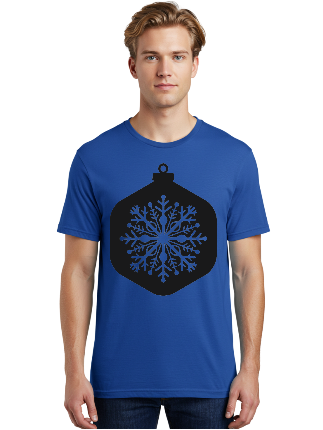 Christmas-Ornament-Snowflake Men'S Graphic Tee, 100% Cotton, Comfortable Casual Summer Wear, Machine Washable, Christmas Ornament, Snowflake Design, Festive Decor, Holiday Symbol, Winter Wonderland, Seasonal Charm, Elegant Pattern, Aac583