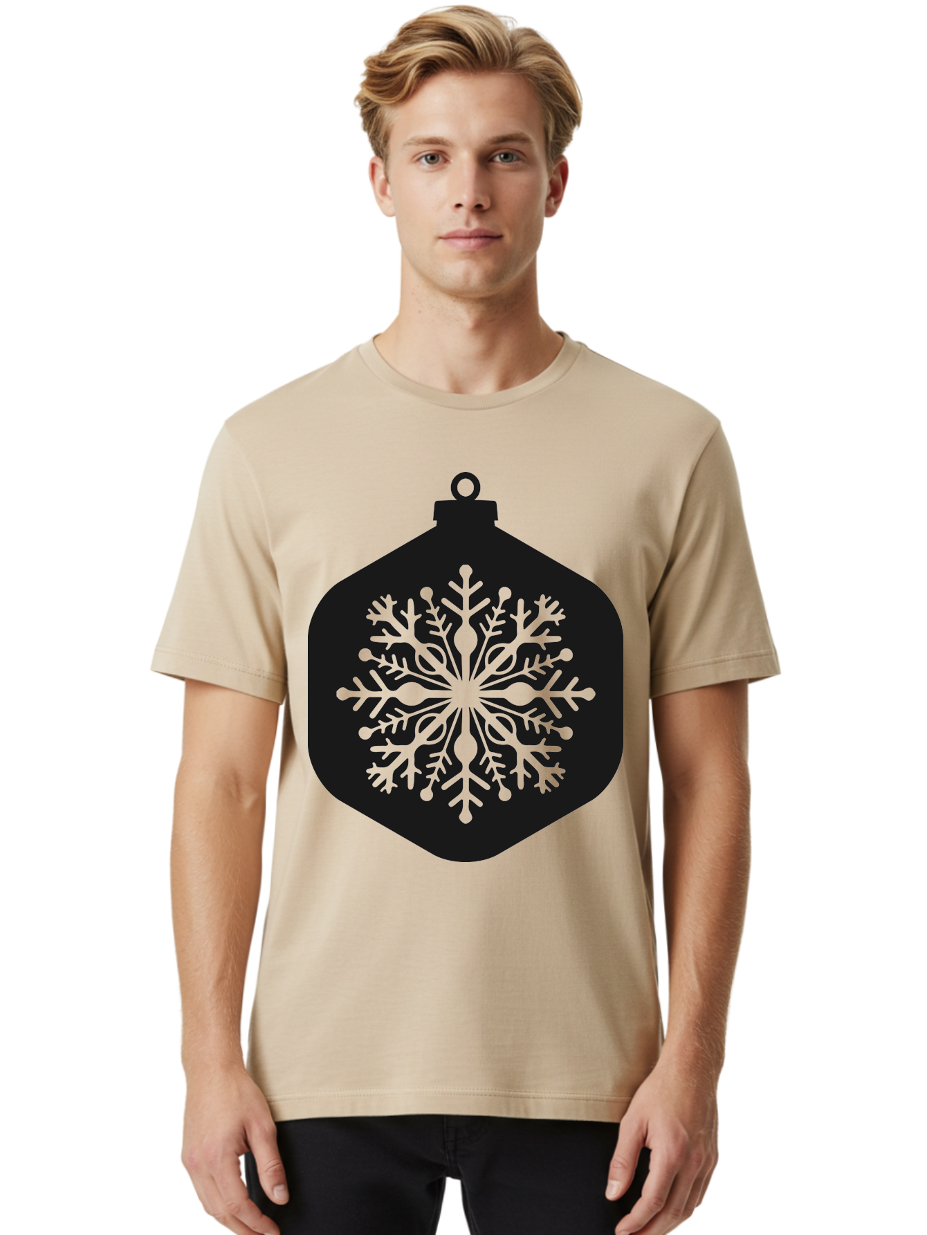Christmas-Ornament-Snowflake Men'S Graphic Tee, 100% Cotton, Comfortable Casual Summer Wear, Machine Washable, Christmas Ornament, Snowflake Design, Festive Decor, Holiday Symbol, Winter Wonderland, Seasonal Charm, Elegant Pattern, Aac583