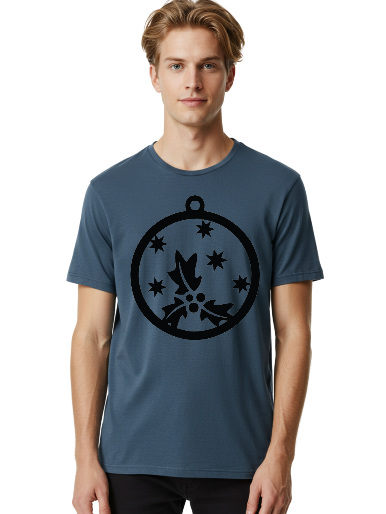 Christmas-Ornament Men'S Graphic Tee, 100% Cotton, Comfortable Casual Summer Wear, Machine Washable, Christmas Bauble, Holly Decoration, Festive Stars, Holiday Ornament, Seasonal Design, Winter Decor, Christmas Symbol Aac584