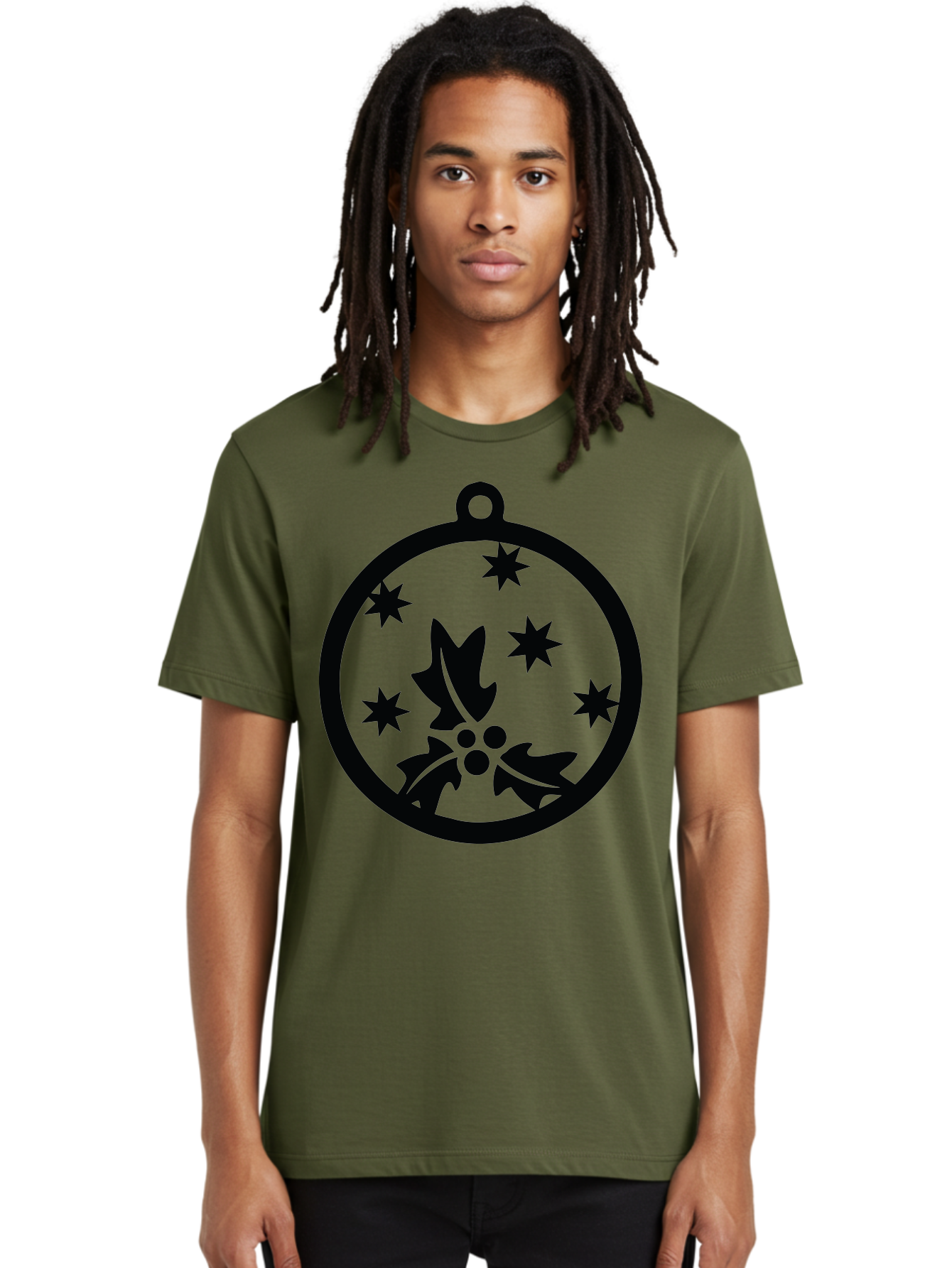 Christmas-Ornament Men'S Graphic Tee, 100% Cotton, Comfortable Casual Summer Wear, Machine Washable, Christmas Bauble, Holly Decoration, Festive Stars, Holiday Ornament, Seasonal Design, Winter Decor, Christmas Symbol Aac584