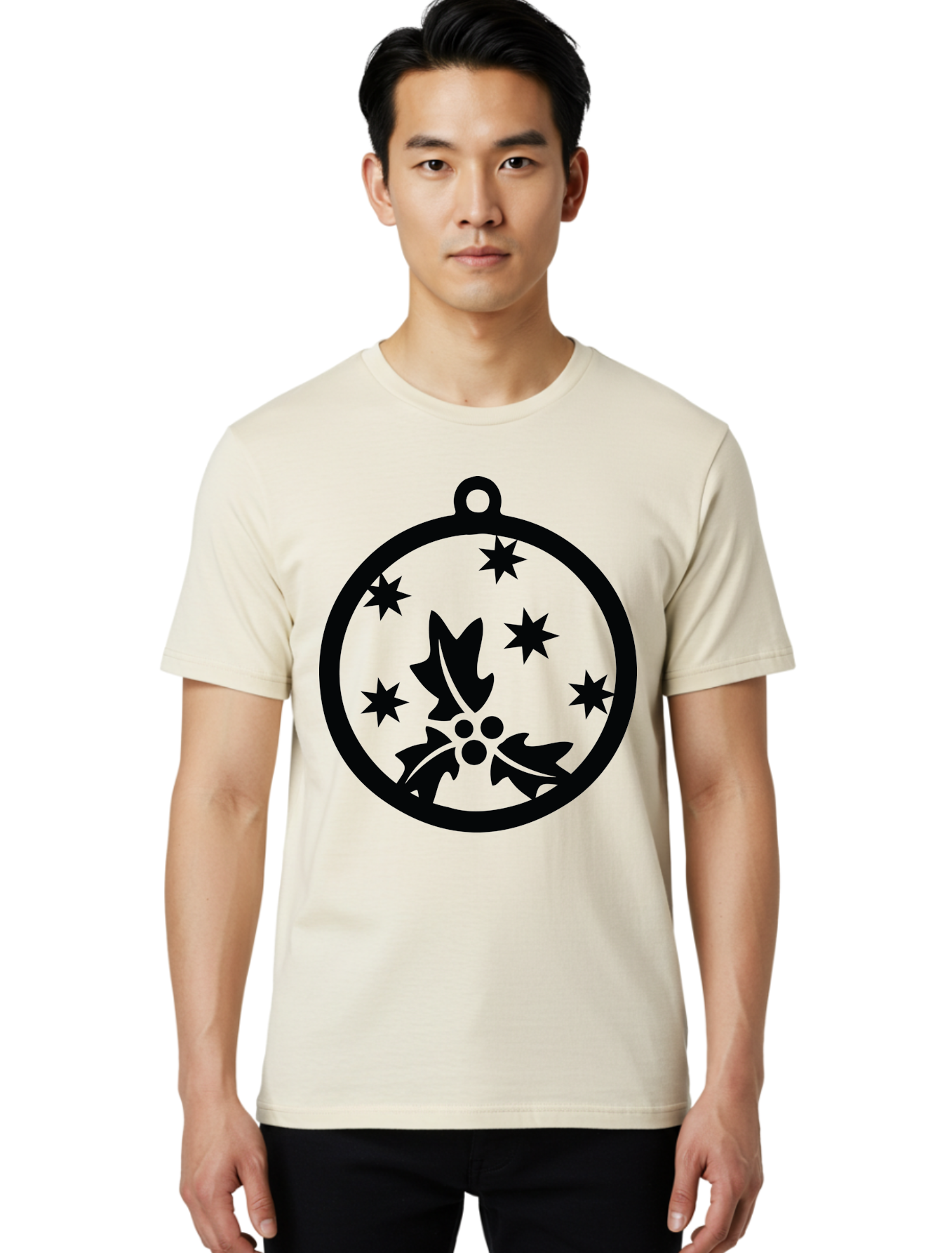 Christmas-Ornament Men'S Graphic Tee, 100% Cotton, Comfortable Casual Summer Wear, Machine Washable, Christmas Bauble, Holly Decoration, Festive Stars, Holiday Ornament, Seasonal Design, Winter Decor, Christmas Symbol Aac584