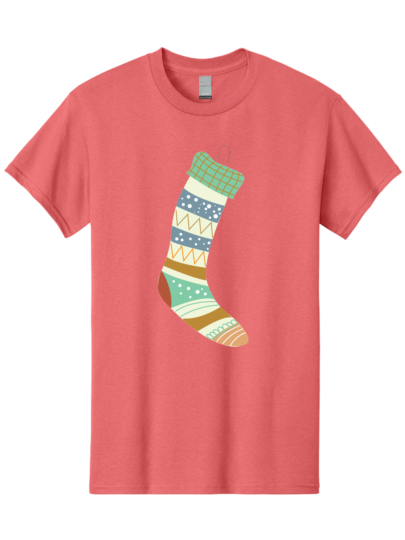 Christmas-Stocking Men'S Graphic Tee, 100% Cotton, Comfortable Casual Summer Wear, Machine Washable, Christmas Stocking, Holiday Decor, Festive Patterns, Stripes, Polka Dots, Chevron Design, Hanging Ornament, Seasonal Decoration, Aac587