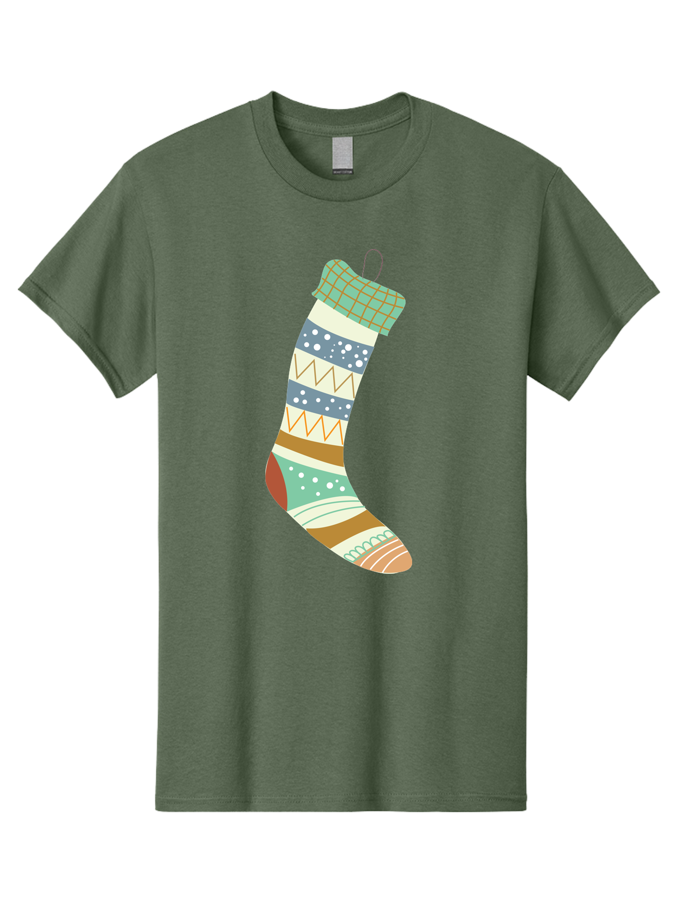 Christmas-Stocking Men'S Graphic Tee, 100% Cotton, Comfortable Casual Summer Wear, Machine Washable, Christmas Stocking, Holiday Decor, Festive Patterns, Stripes, Polka Dots, Chevron Design, Hanging Ornament, Seasonal Decoration, Aac587