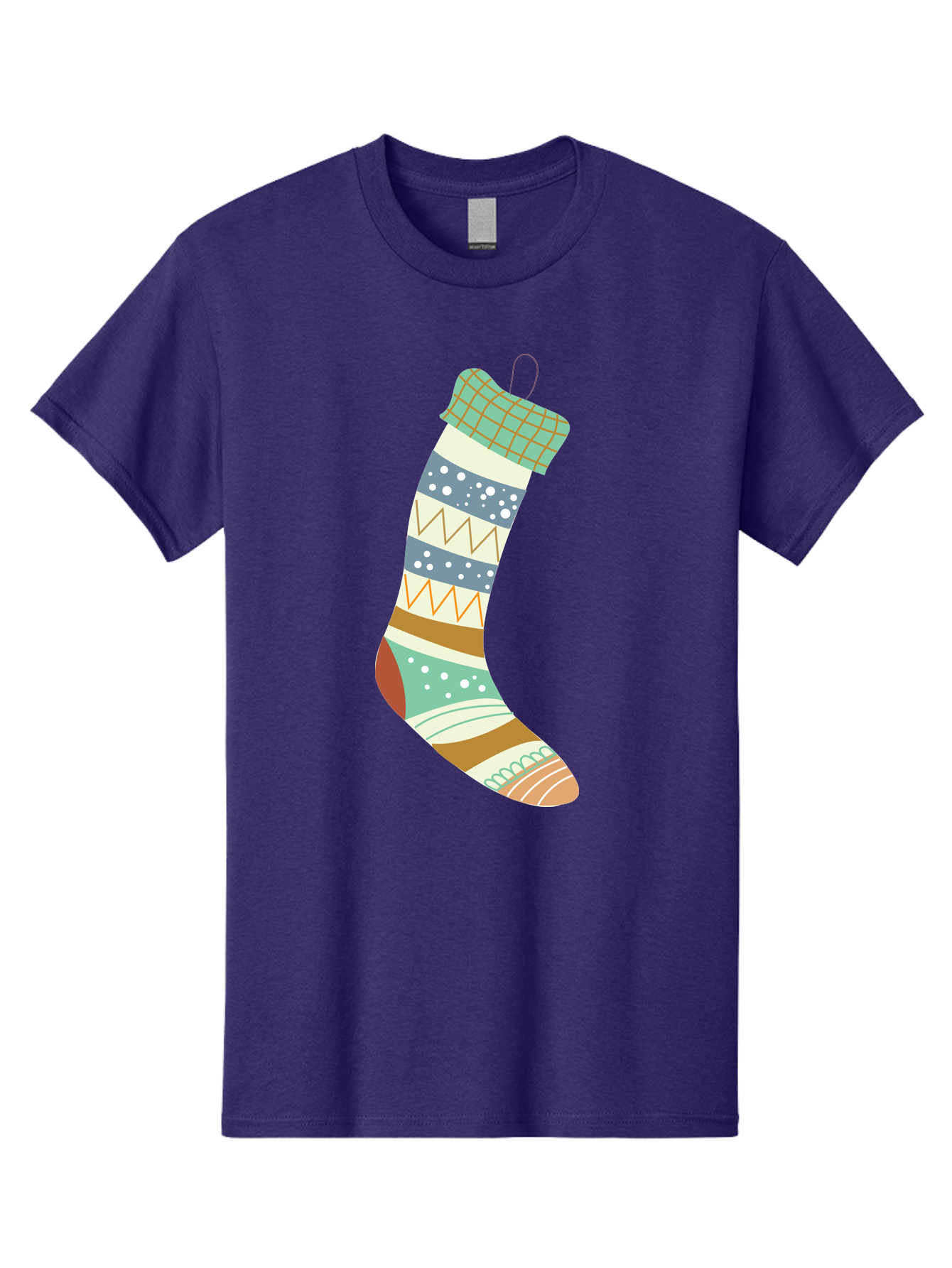 Christmas-Stocking Men'S Graphic Tee, 100% Cotton, Comfortable Casual Summer Wear, Machine Washable, Christmas Stocking, Holiday Decor, Festive Patterns, Stripes, Polka Dots, Chevron Design, Hanging Ornament, Seasonal Decoration, Aac587