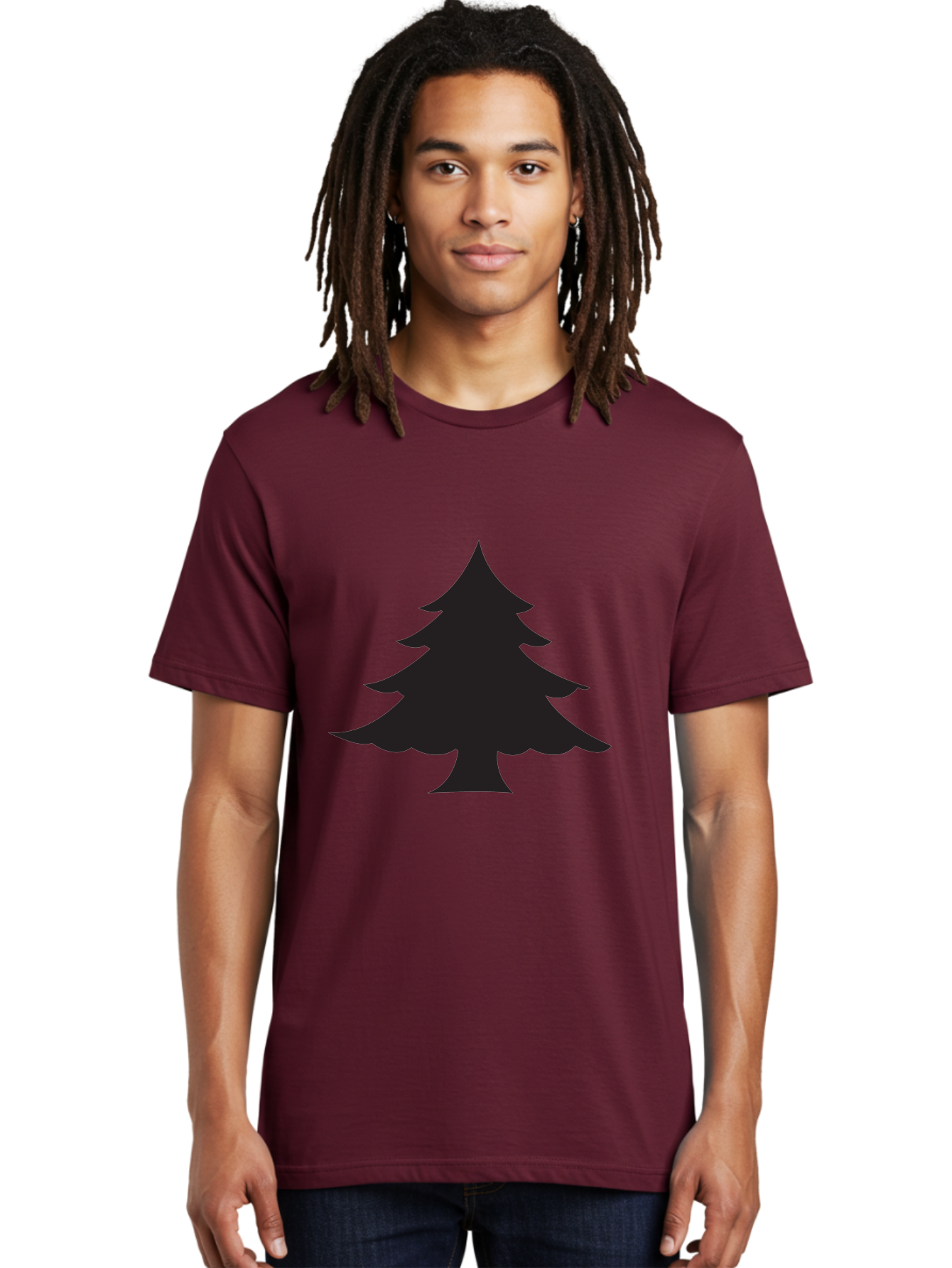 Christmas-Tree-2 Men'S Graphic Tee, 100% Cotton, Comfortable Casual Summer Wear, Machine Washable, Evergreen Tree, Pine Tree Silhouette, Simple Graphics, Minimalist Design, Nature Icon, Outdoor Symbol, Forest Representation, Tree Illustration Aac589