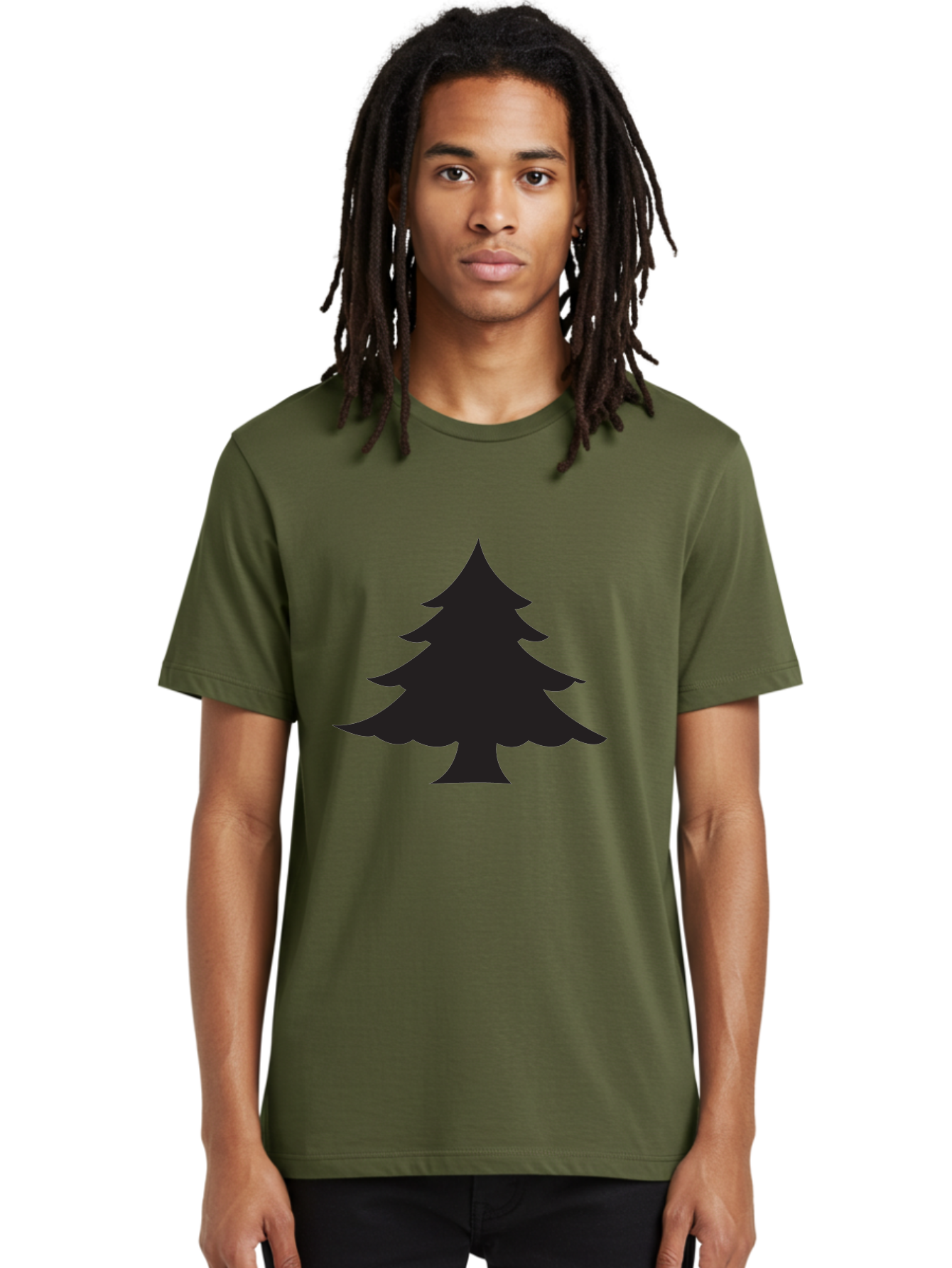 Christmas-Tree-2 Men'S Graphic Tee, 100% Cotton, Comfortable Casual Summer Wear, Machine Washable, Evergreen Tree, Pine Tree Silhouette, Simple Graphics, Minimalist Design, Nature Icon, Outdoor Symbol, Forest Representation, Tree Illustration Aac589