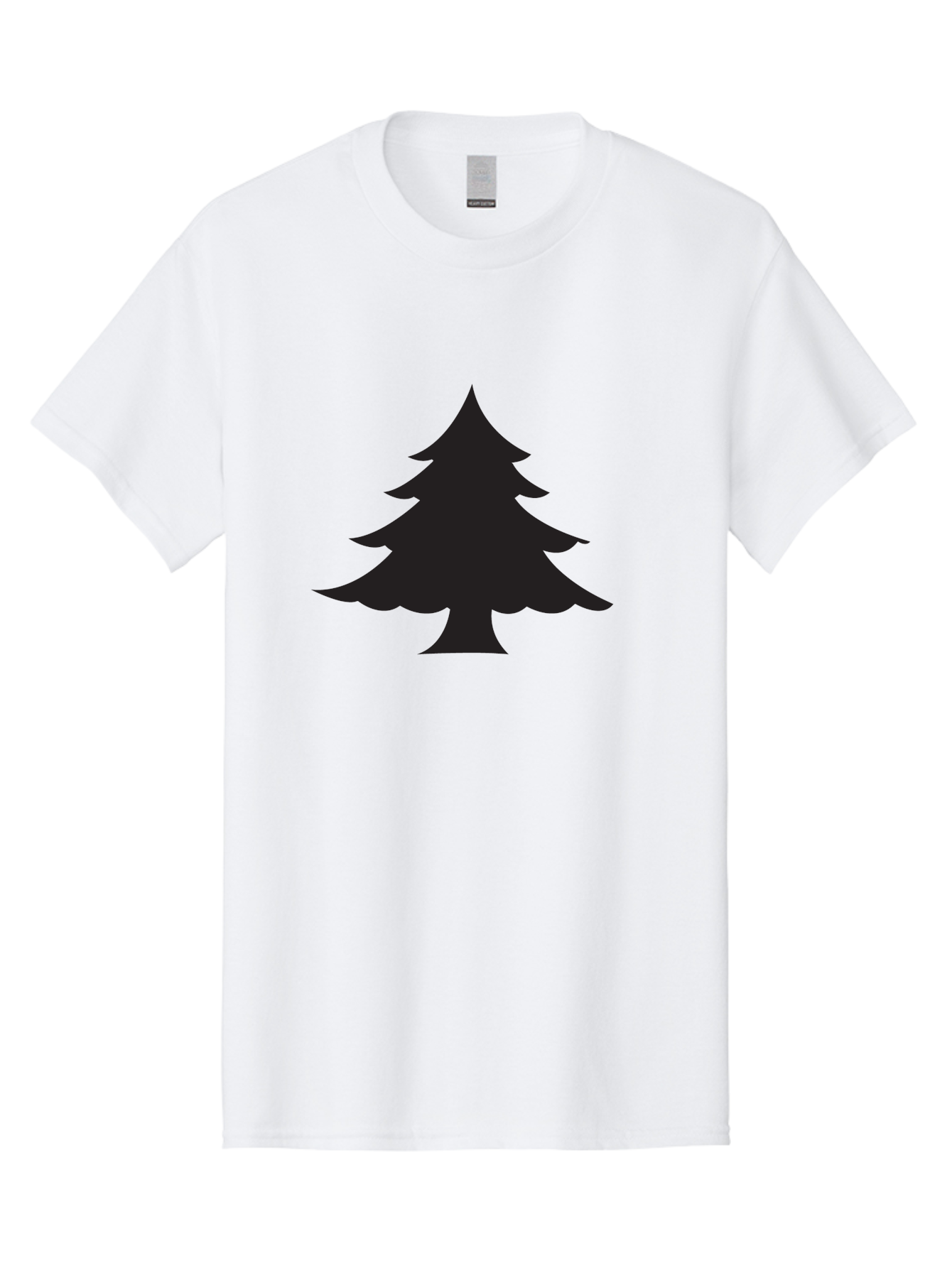 Christmas-Tree-2 Men'S Graphic Tee, 100% Cotton, Comfortable Casual Summer Wear, Machine Washable, Evergreen Tree, Pine Tree Silhouette, Simple Graphics, Minimalist Design, Nature Icon, Outdoor Symbol, Forest Representation, Tree Illustration Aac589