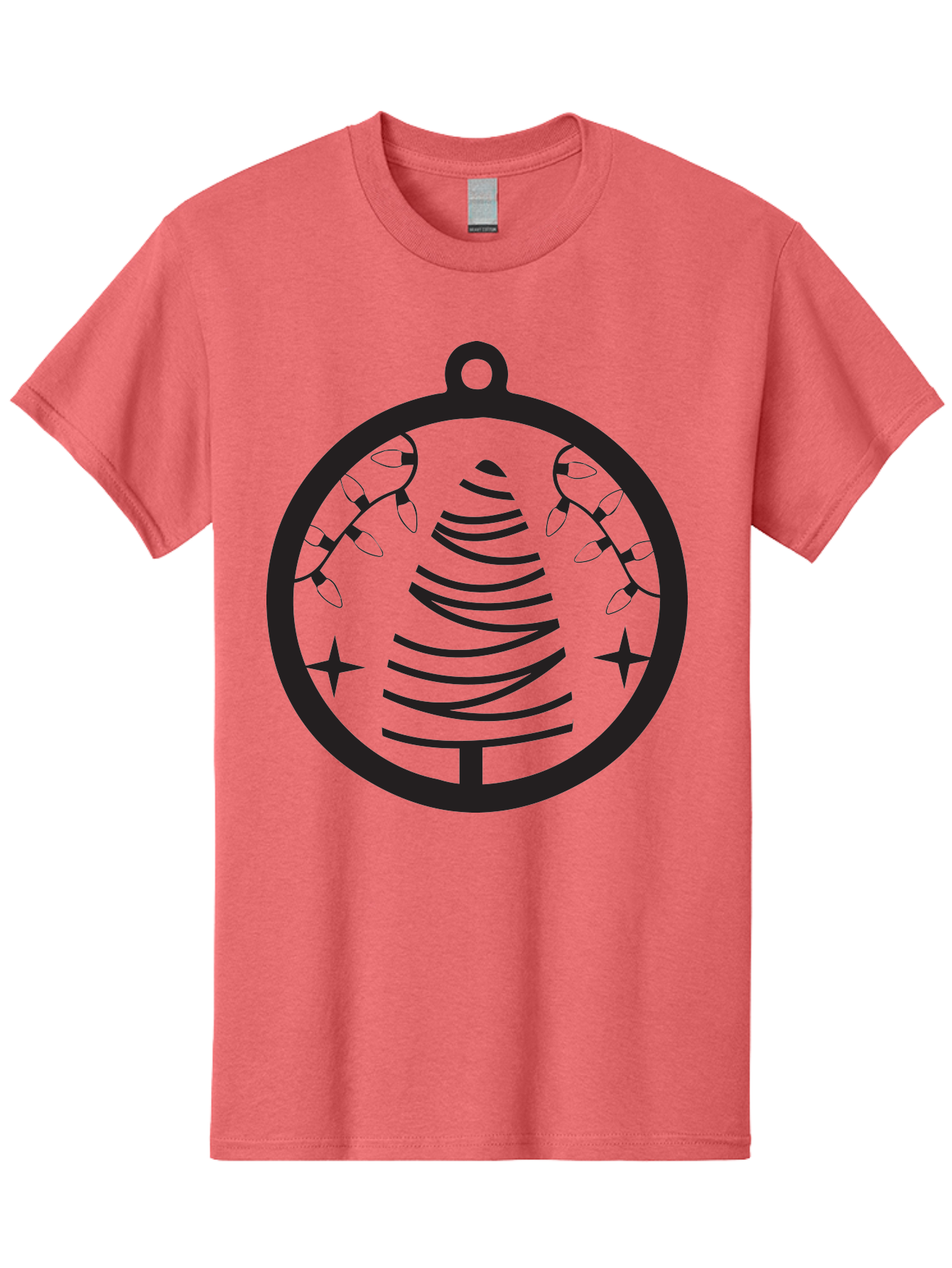 Christmas-Tree-Ornament-1 Men'S Graphic Tee, 100% Cotton, Comfortable Casual Summer Wear, Machine Washable, Christmas Tree, Holiday Decoration, Festive Lights, Stars, Winter Wonderland, Christmas Ornament, Black Silhouette, Festive Design Aac590