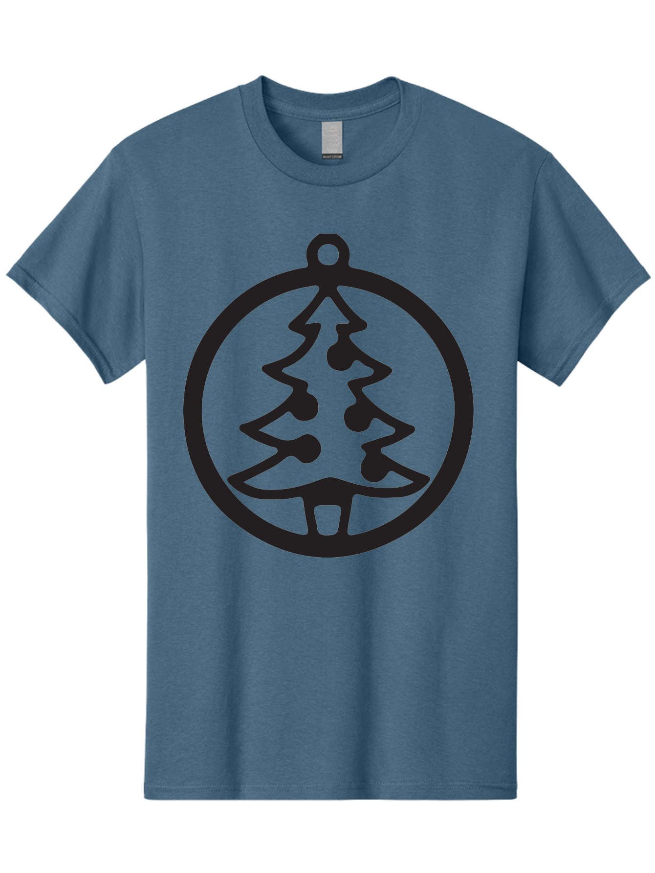 Christmas-Tree-Ornament-2 Men'S Graphic Tee, 100% Cotton, Comfortable Casual Summer Wear, Machine Washable, Christmas Tree, Holiday Decoration, Festive Symbol, Ornament Design, Black Silhouette, Simple Shape, Bauble, Christmas Theme, Aac591
