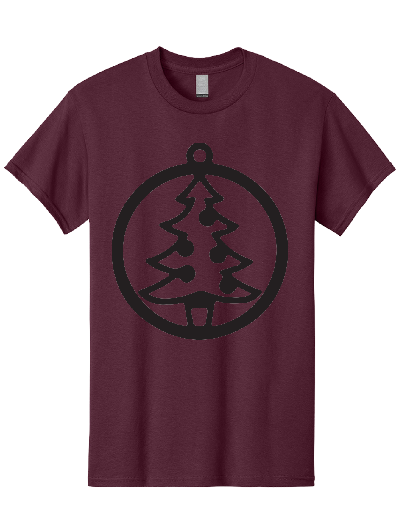 Christmas-Tree-Ornament-2 Men'S Graphic Tee, 100% Cotton, Comfortable Casual Summer Wear, Machine Washable, Christmas Tree, Holiday Decoration, Festive Symbol, Ornament Design, Black Silhouette, Simple Shape, Bauble, Christmas Theme, Aac591
