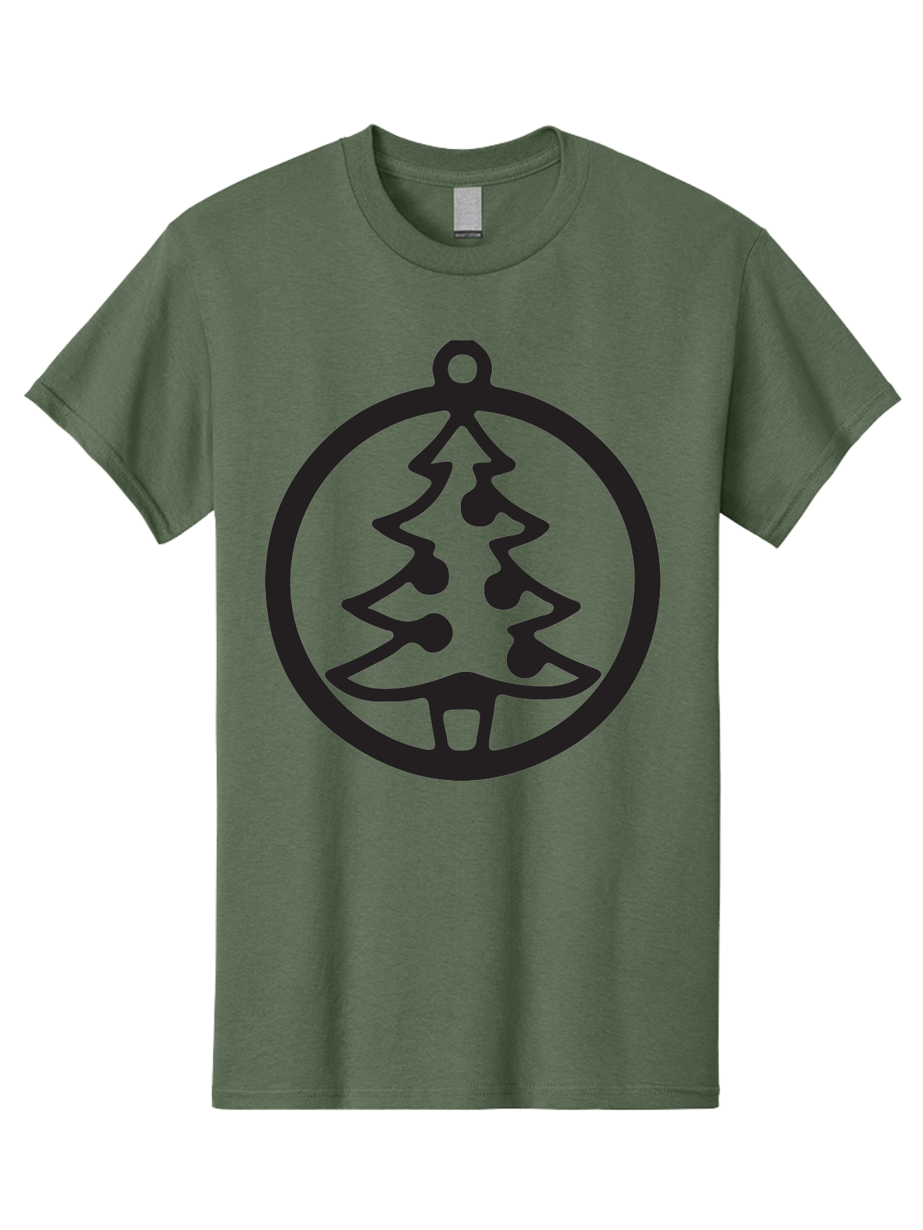 Christmas-Tree-Ornament-2 Men'S Graphic Tee, 100% Cotton, Comfortable Casual Summer Wear, Machine Washable, Christmas Tree, Holiday Decoration, Festive Symbol, Ornament Design, Black Silhouette, Simple Shape, Bauble, Christmas Theme, Aac591