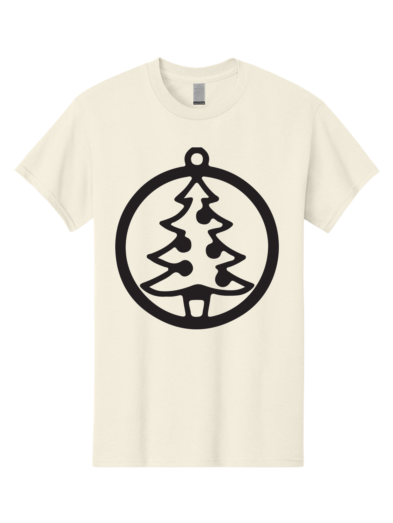 Christmas-Tree-Ornament-2 Men'S Graphic Tee, 100% Cotton, Comfortable Casual Summer Wear, Machine Washable, Christmas Tree, Holiday Decoration, Festive Symbol, Ornament Design, Black Silhouette, Simple Shape, Bauble, Christmas Theme, Aac591