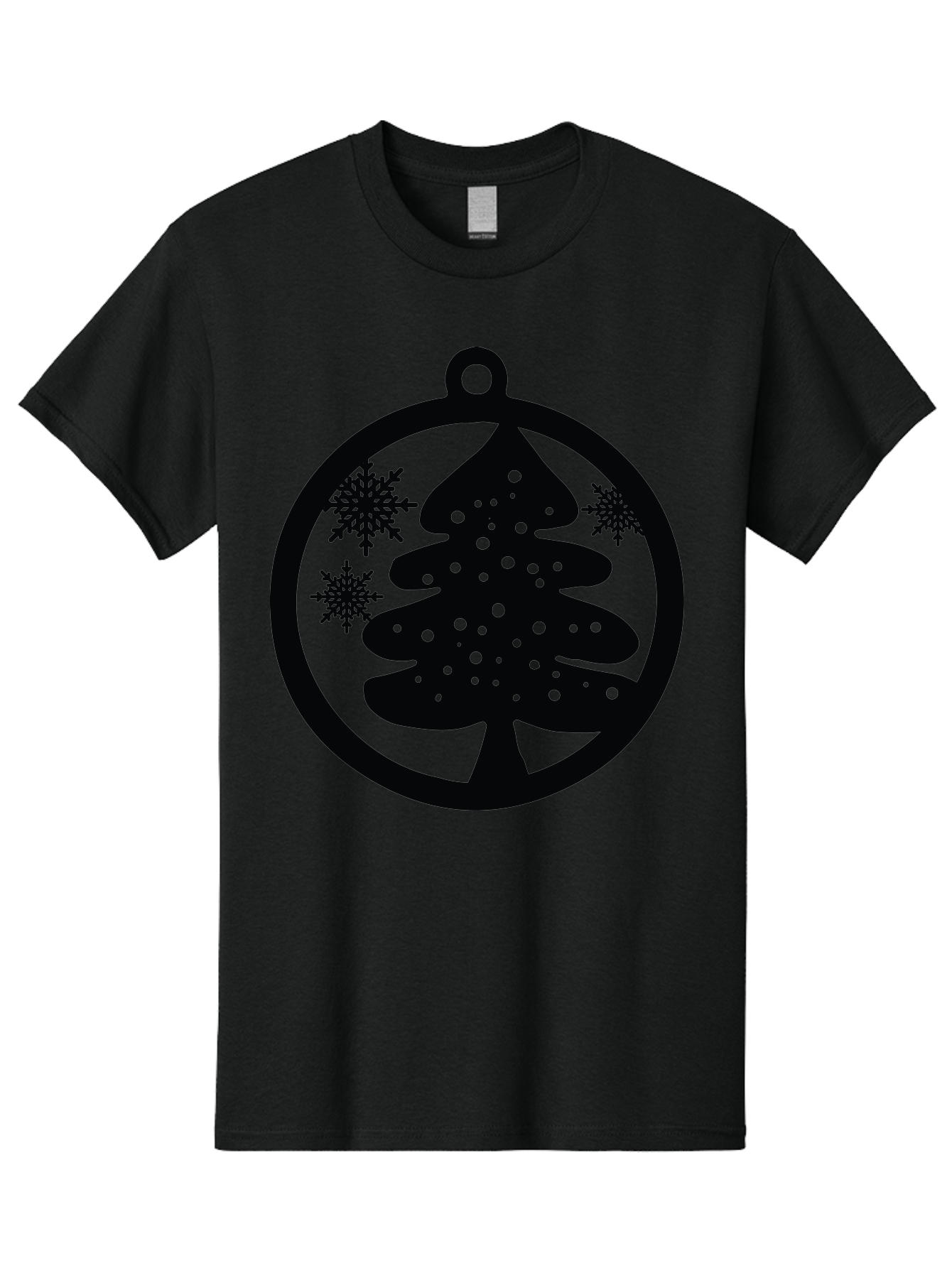 Christmas-Tree-Ornament Men'S Graphic Tee, 100% Cotton, Comfortable Casual Summer Wear, Machine Washable, Christmas Tree Silhouette, Snowflakes, Holiday Decoration, Festive Design, Winter Wonderland, Christmas Ornament, Bauble, Tree Bauble, Aac592