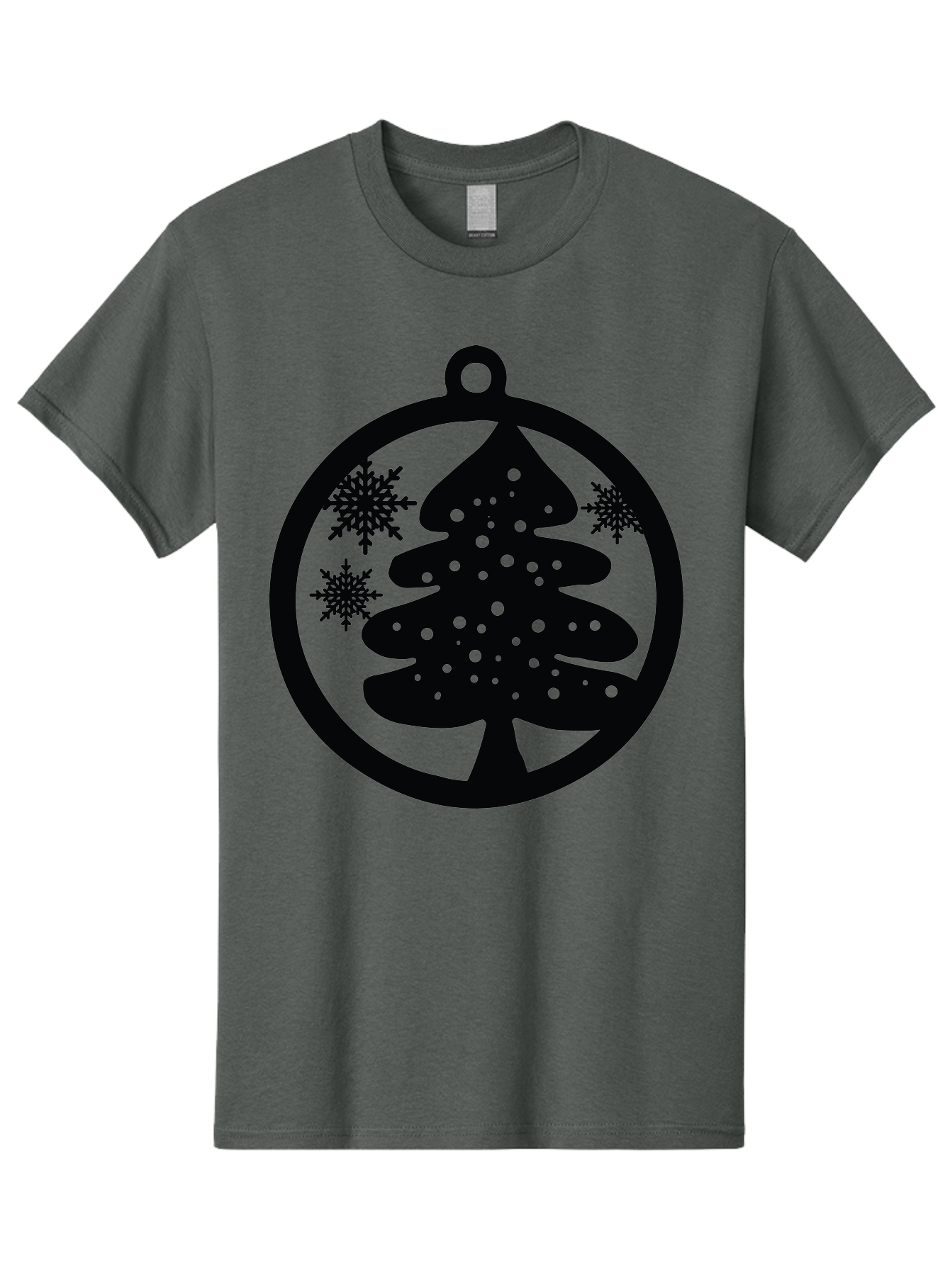 Christmas-Tree-Ornament Men'S Graphic Tee, 100% Cotton, Comfortable Casual Summer Wear, Machine Washable, Christmas Tree Silhouette, Snowflakes, Holiday Decoration, Festive Design, Winter Wonderland, Christmas Ornament, Bauble, Tree Bauble, Aac592