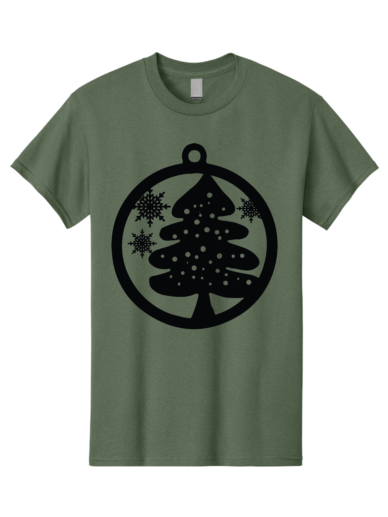 Christmas-Tree-Ornament Men'S Graphic Tee, 100% Cotton, Comfortable Casual Summer Wear, Machine Washable, Christmas Tree Silhouette, Snowflakes, Holiday Decoration, Festive Design, Winter Wonderland, Christmas Ornament, Bauble, Tree Bauble, Aac592
