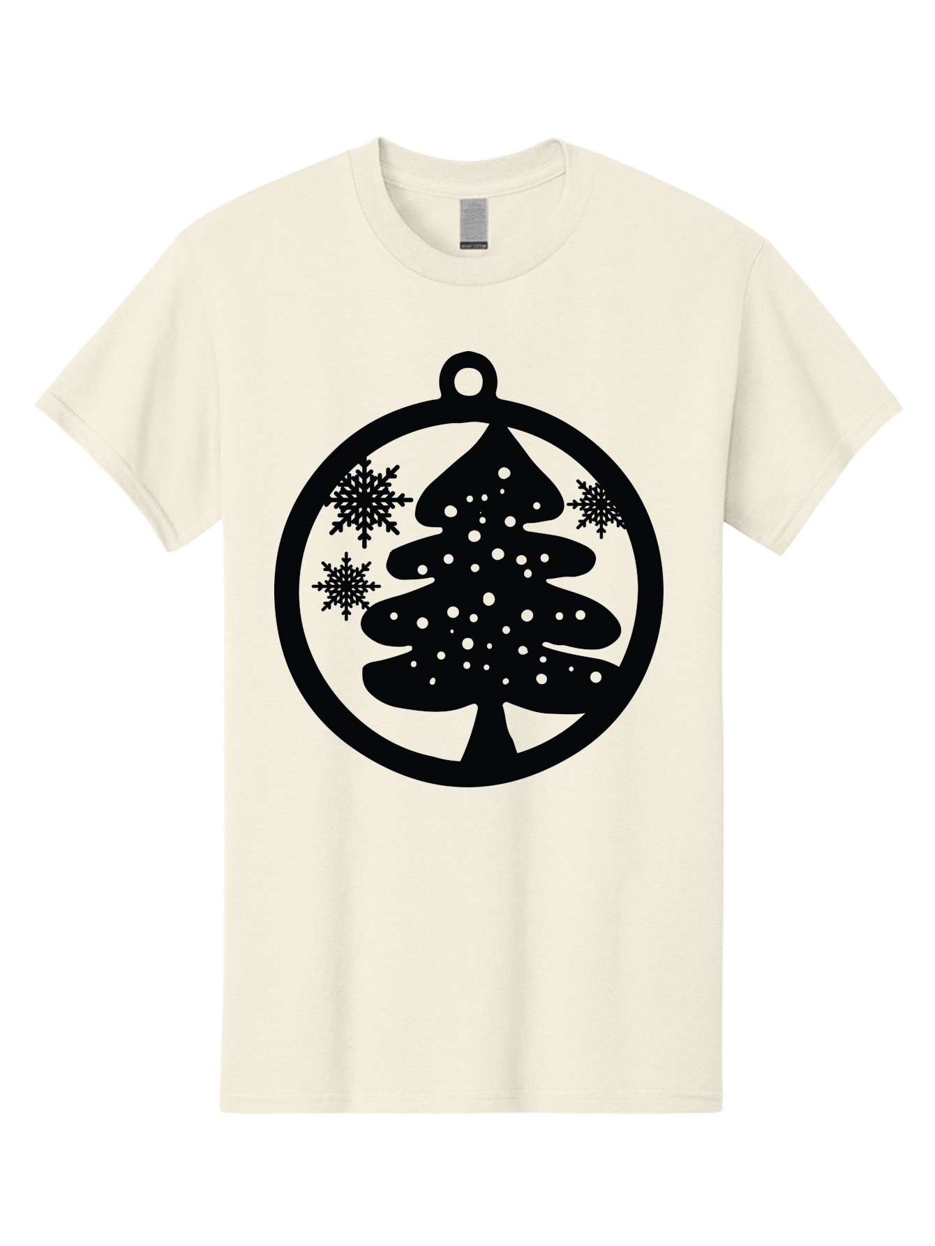 Christmas-Tree-Ornament Men'S Graphic Tee, 100% Cotton, Comfortable Casual Summer Wear, Machine Washable, Christmas Tree Silhouette, Snowflakes, Holiday Decoration, Festive Design, Winter Wonderland, Christmas Ornament, Bauble, Tree Bauble, Aac592