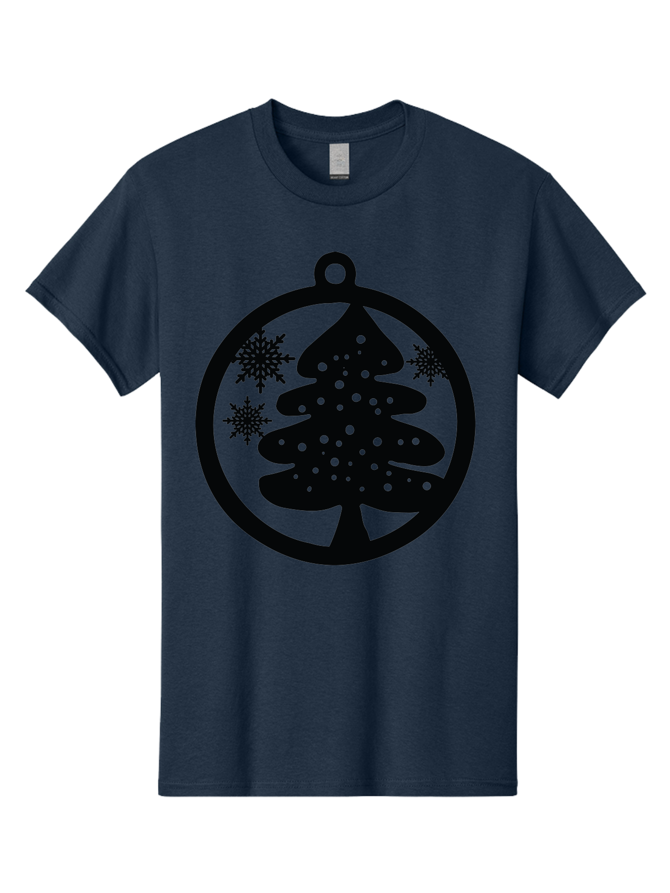 Christmas-Tree-Ornament Men'S Graphic Tee, 100% Cotton, Comfortable Casual Summer Wear, Machine Washable, Christmas Tree Silhouette, Snowflakes, Holiday Decoration, Festive Design, Winter Wonderland, Christmas Ornament, Bauble, Tree Bauble, Aac592