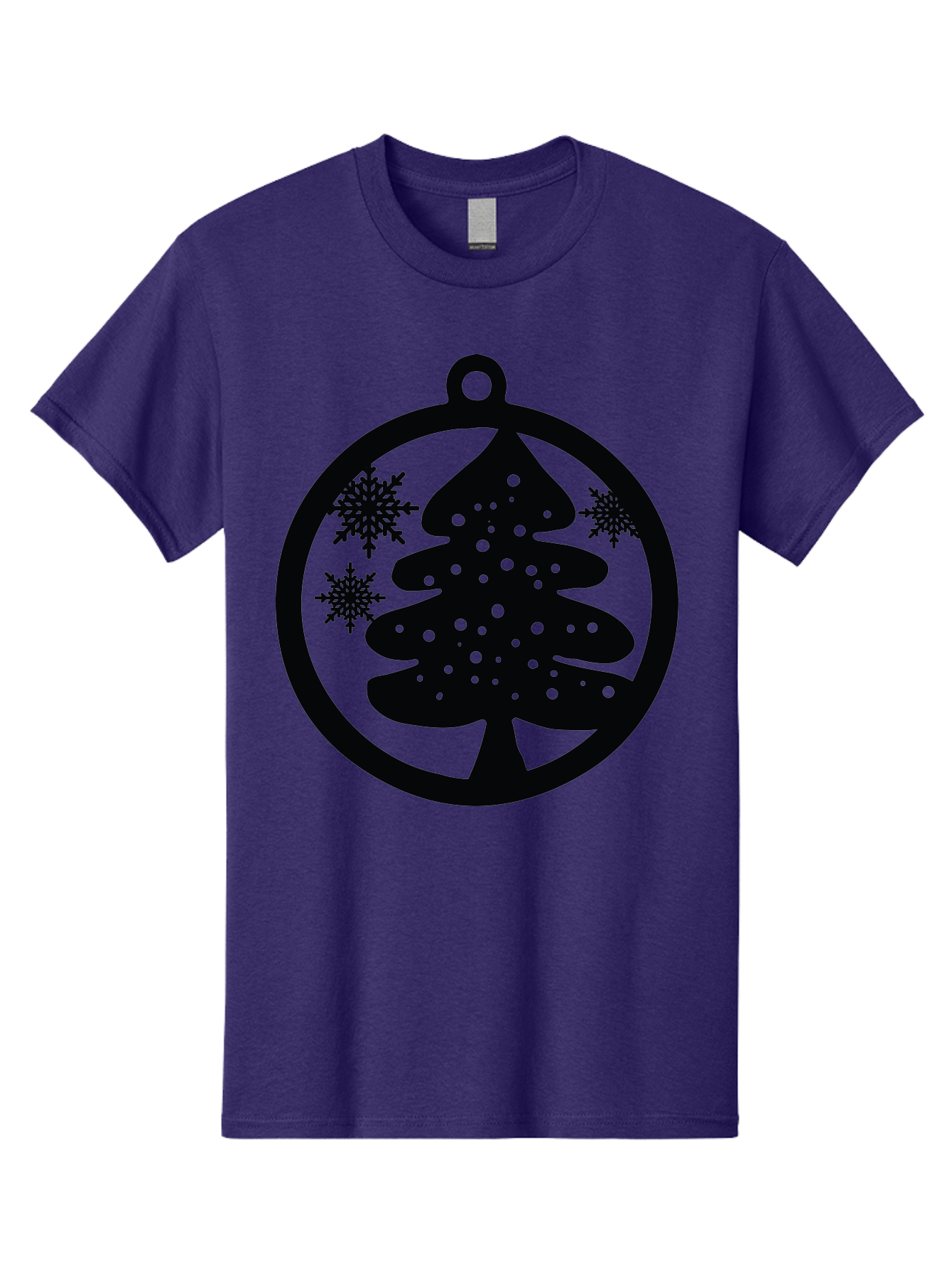 Christmas-Tree-Ornament Men'S Graphic Tee, 100% Cotton, Comfortable Casual Summer Wear, Machine Washable, Christmas Tree Silhouette, Snowflakes, Holiday Decoration, Festive Design, Winter Wonderland, Christmas Ornament, Bauble, Tree Bauble, Aac592
