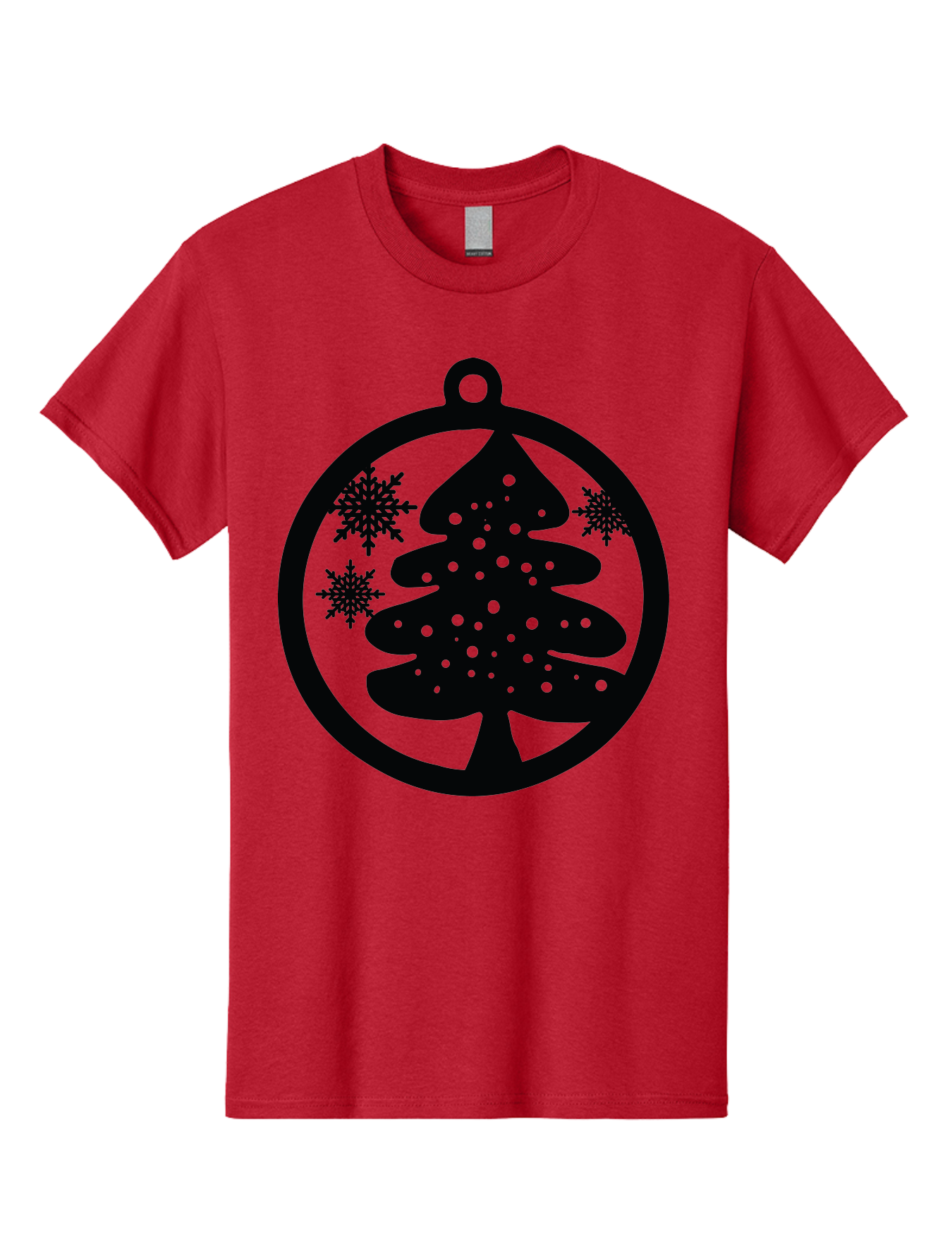 Christmas-Tree-Ornament Men'S Graphic Tee, 100% Cotton, Comfortable Casual Summer Wear, Machine Washable, Christmas Tree Silhouette, Snowflakes, Holiday Decoration, Festive Design, Winter Wonderland, Christmas Ornament, Bauble, Tree Bauble, Aac592