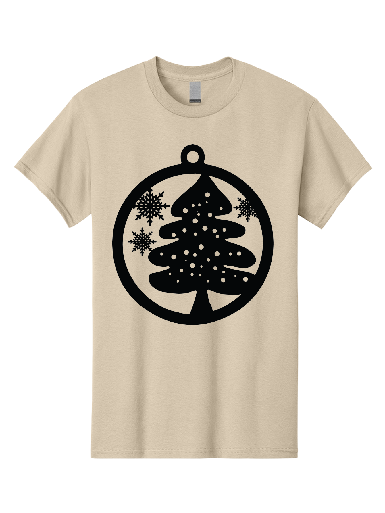 Christmas-Tree-Ornament Men'S Graphic Tee, 100% Cotton, Comfortable Casual Summer Wear, Machine Washable, Christmas Tree Silhouette, Snowflakes, Holiday Decoration, Festive Design, Winter Wonderland, Christmas Ornament, Bauble, Tree Bauble, Aac592