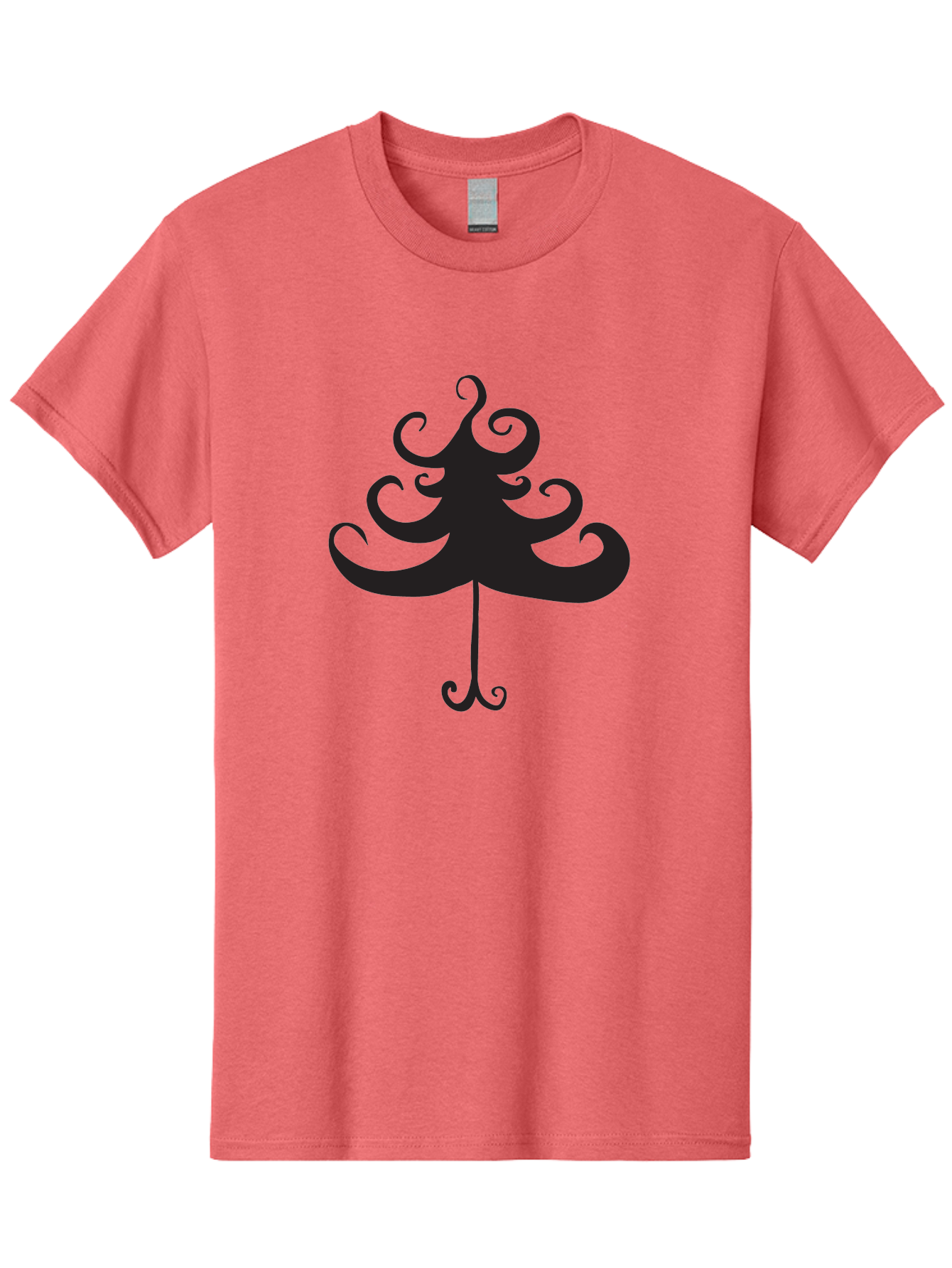 Christmas-Tree-Silhouette Men'S Graphic Tee, 100% Cotton, Comfortable Casual Summer Wear, Machine Washable, Christmas Tree Silhouette, Decorative Christmas Tree, Festive Holiday Symbol, Swirly Christmas Tree Design, Aac593