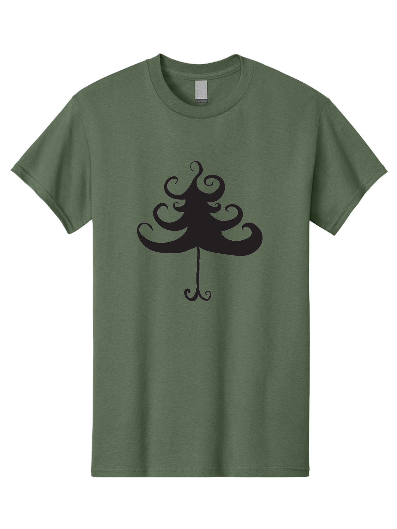 Christmas-Tree-Silhouette Men'S Graphic Tee, 100% Cotton, Comfortable Casual Summer Wear, Machine Washable, Christmas Tree Silhouette, Decorative Christmas Tree, Festive Holiday Symbol, Swirly Christmas Tree Design, Aac593