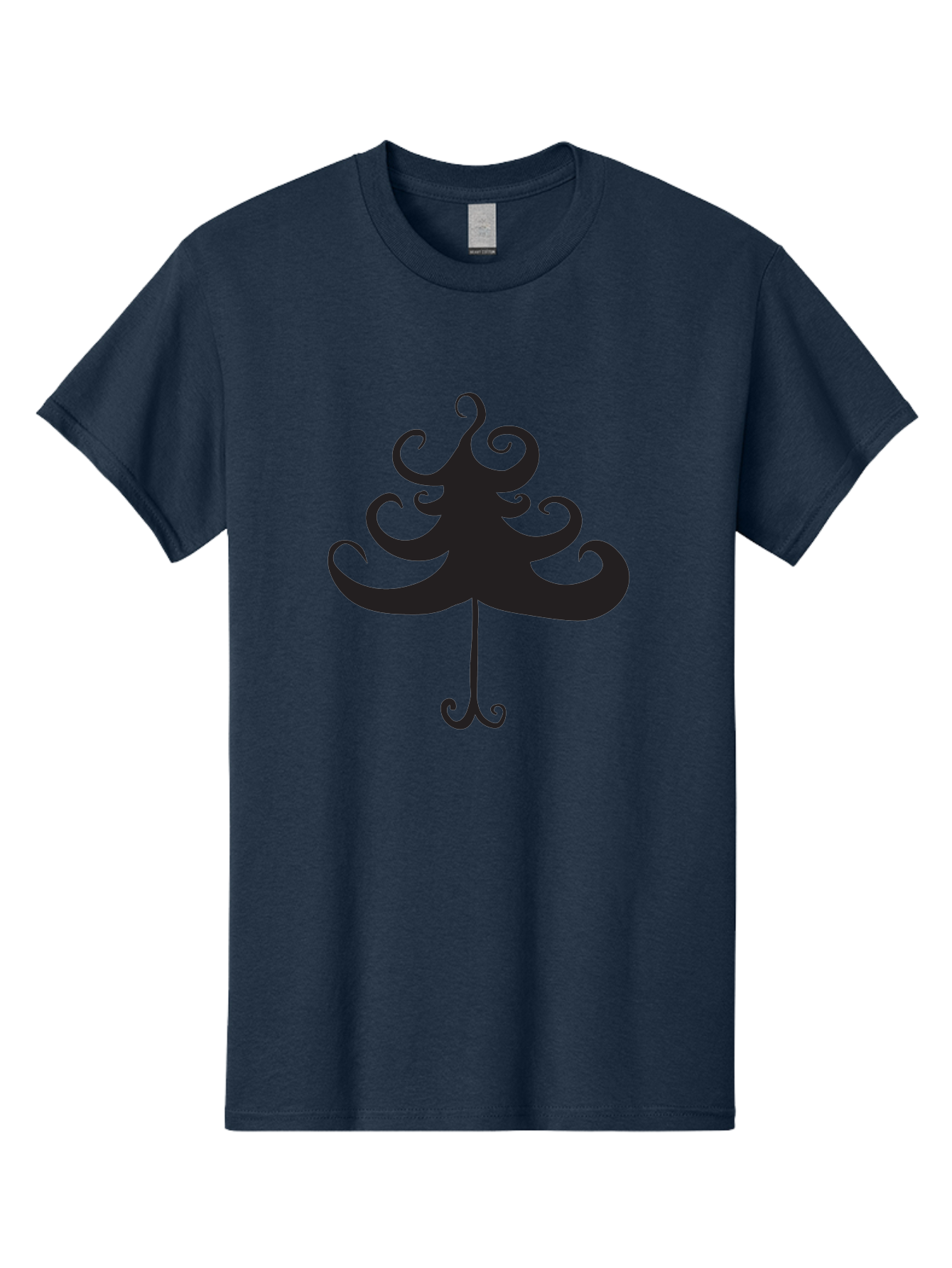 Christmas-Tree-Silhouette Men'S Graphic Tee, 100% Cotton, Comfortable Casual Summer Wear, Machine Washable, Christmas Tree Silhouette, Decorative Christmas Tree, Festive Holiday Symbol, Swirly Christmas Tree Design, Aac593