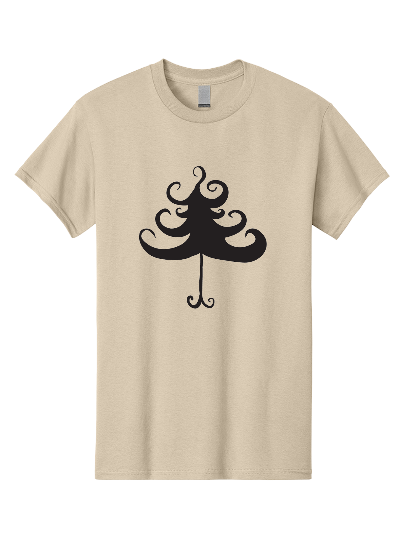 Christmas-Tree-Silhouette Men'S Graphic Tee, 100% Cotton, Comfortable Casual Summer Wear, Machine Washable, Christmas Tree Silhouette, Decorative Christmas Tree, Festive Holiday Symbol, Swirly Christmas Tree Design, Aac593