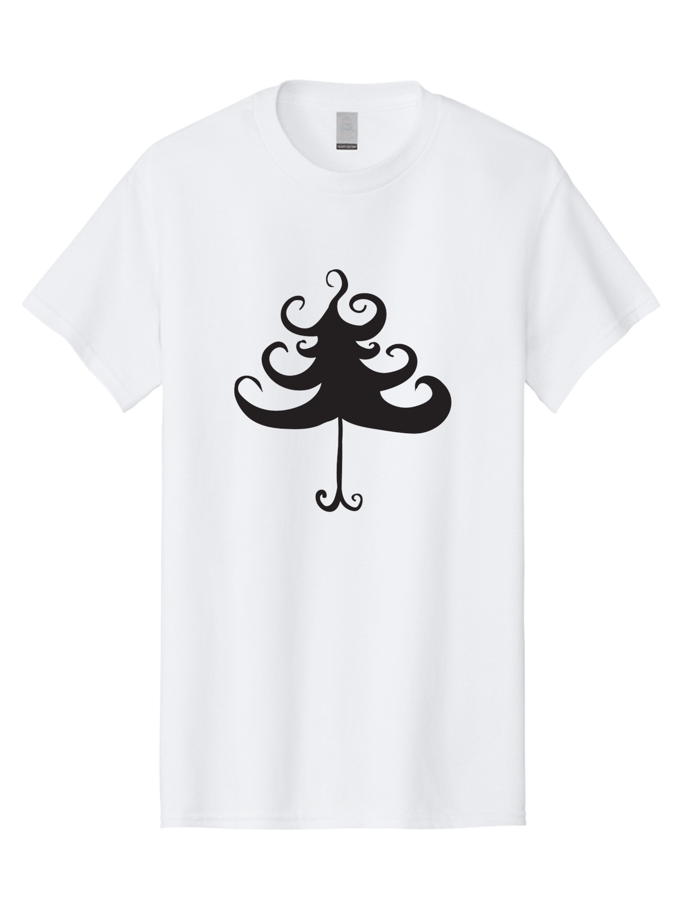 Christmas-Tree-Silhouette Men'S Graphic Tee, 100% Cotton, Comfortable Casual Summer Wear, Machine Washable, Christmas Tree Silhouette, Decorative Christmas Tree, Festive Holiday Symbol, Swirly Christmas Tree Design, Aac593