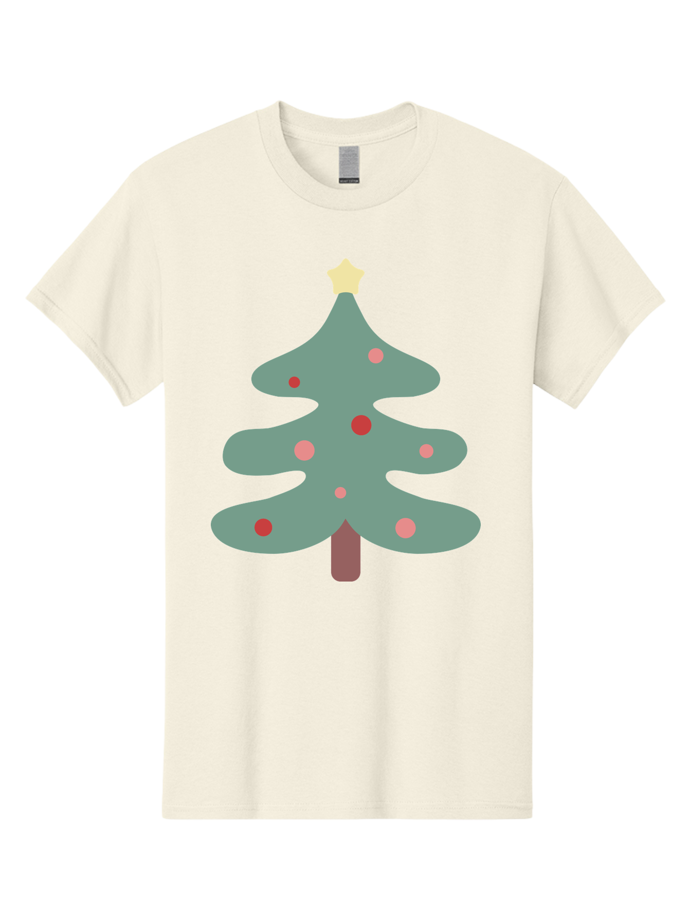 Christmas-Tree Men'S Graphic Tee, 100% Cotton, Comfortable Casual Summer Wear, Machine Washable, Christmas Tree, Festive Decorations, Red Ornaments, Pink Baubles, Star Topper, Holiday Cheer, Winter Wonderland, Cartoon Style, Simple Design, Aac594