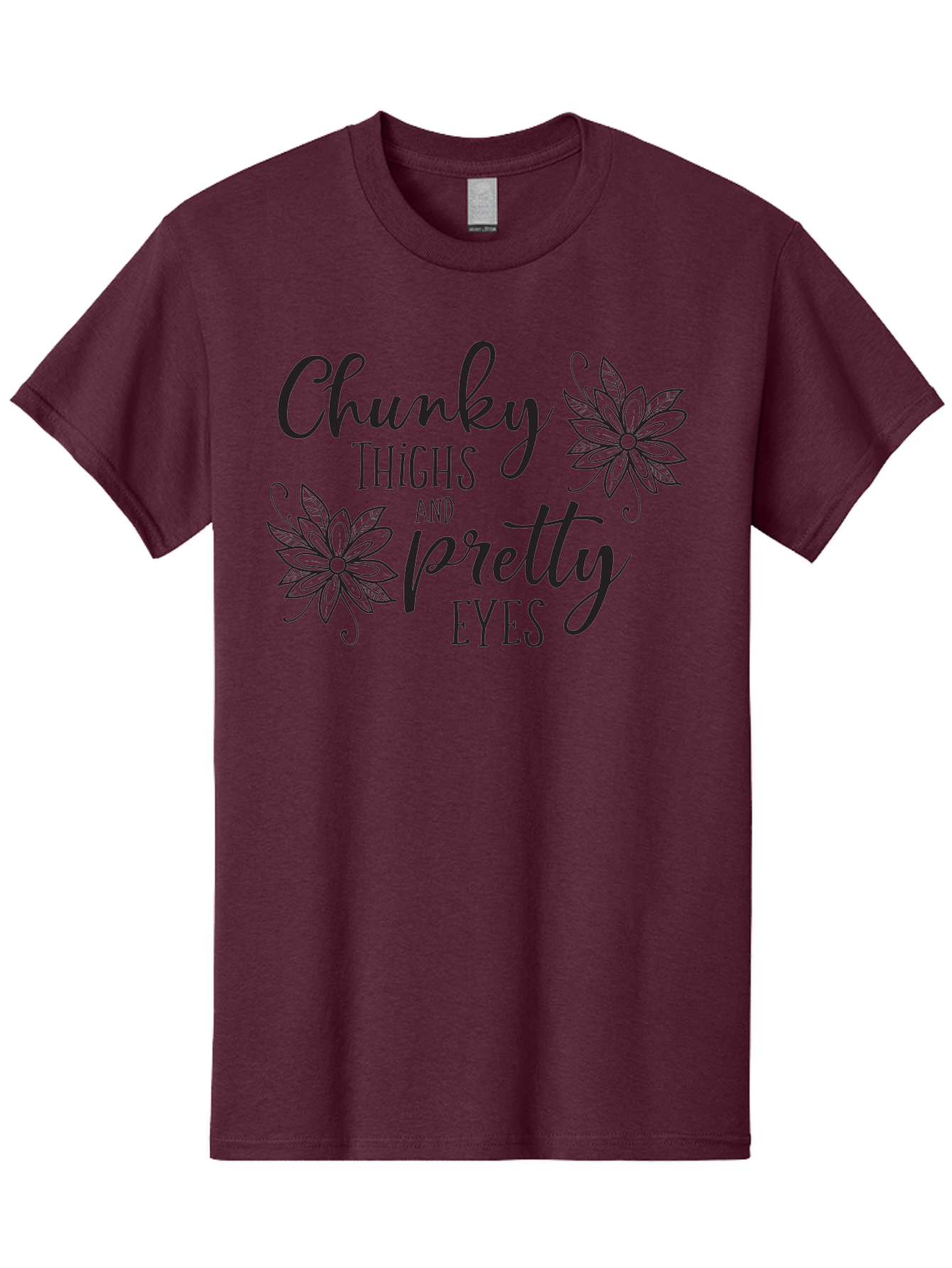 Chunky-Thighs-And-Pretty-Eyes Men'S Graphic Tee, 100% Cotton, Comfortable Casual Summer Wear, Machine Washable, Positive Affirmation, Body Positivity, Self Love, Empowerment, Quote, Inspirational Quote, Motivational Quote, Black Text, Aac595