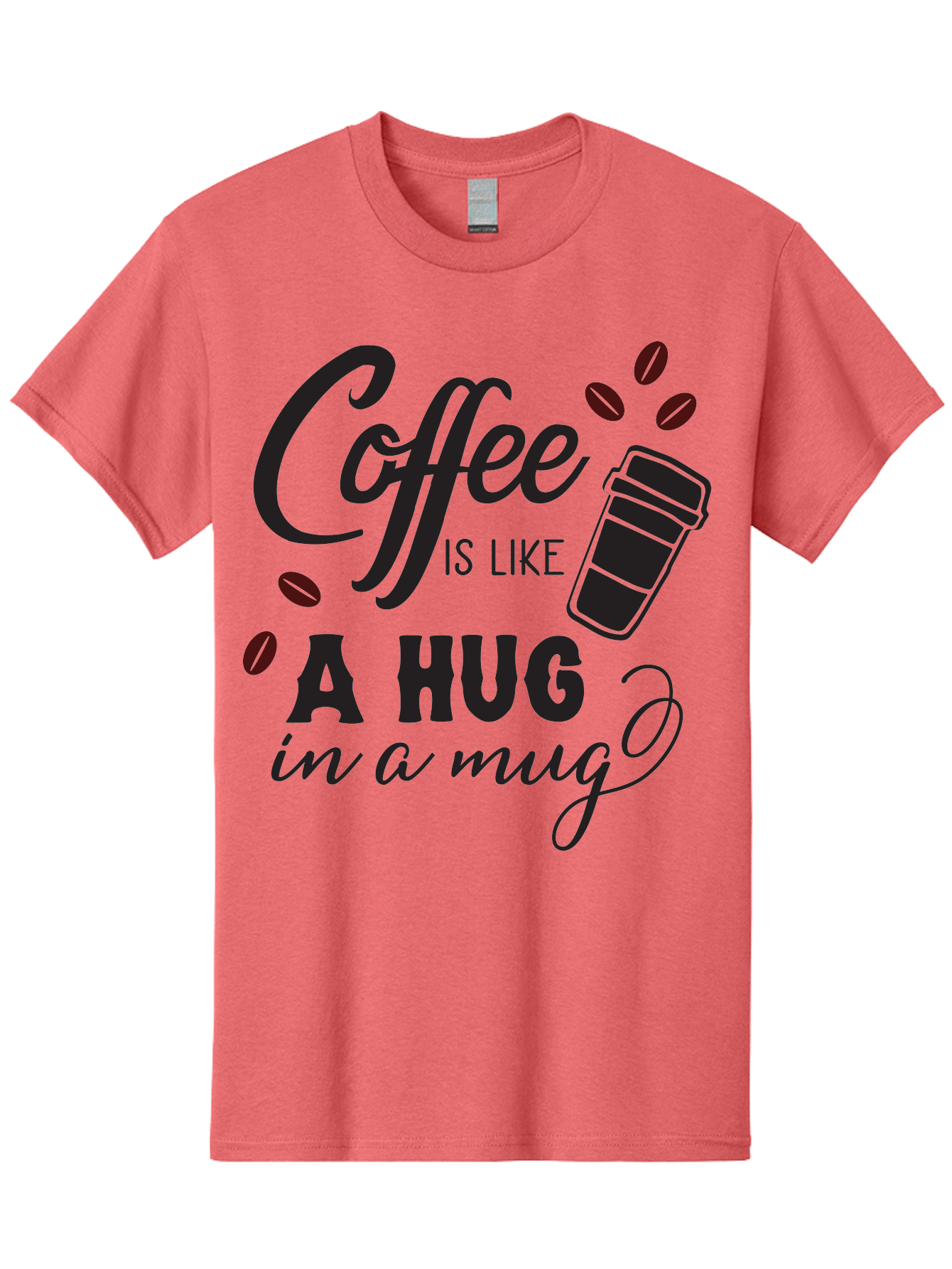 Coffee-Is-Like-A-Hug-In-A-Mug Men'S Graphic Tee, 100% Cotton, Comfortable Casual Summer Wear, Machine Washable, Coffee Quote, Coffee Love, Coffee Lover, Coffee In A Mug, Coffee Is Life, Coffee Is Like A Hug Aac602