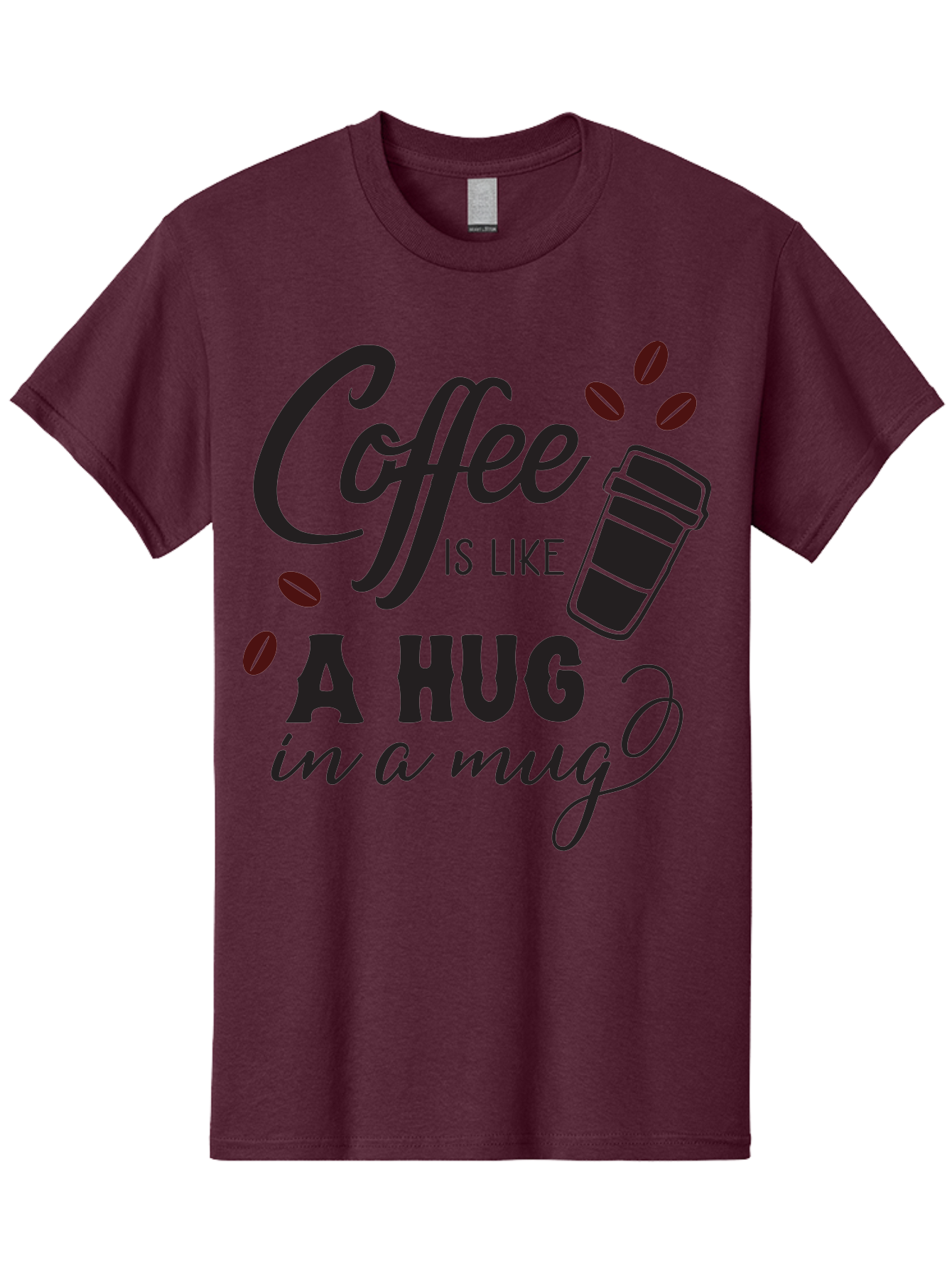 Coffee-Is-Like-A-Hug-In-A-Mug Men'S Graphic Tee, 100% Cotton, Comfortable Casual Summer Wear, Machine Washable, Coffee Quote, Coffee Love, Coffee Lover, Coffee In A Mug, Coffee Is Life, Coffee Is Like A Hug Aac602