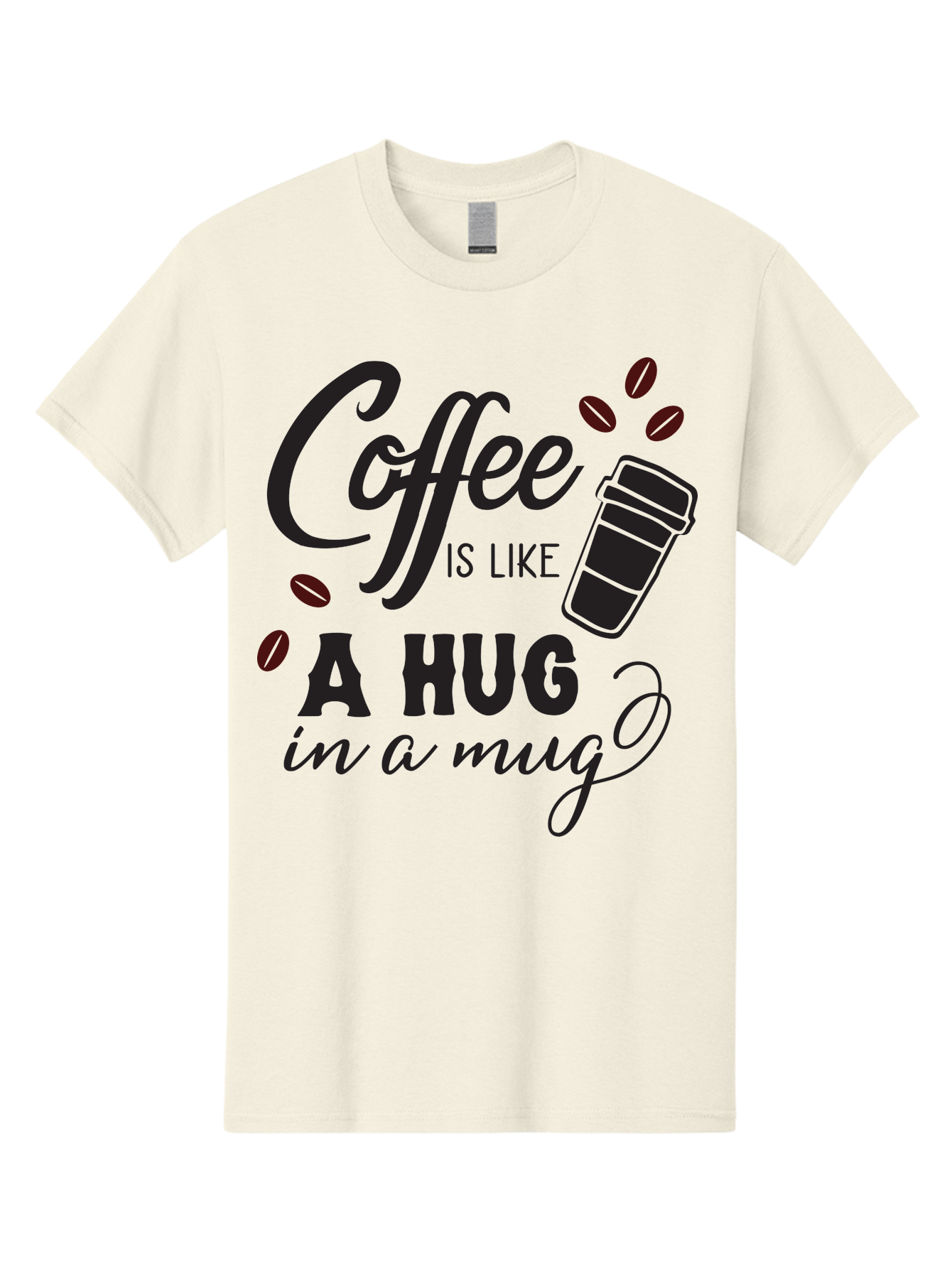 Coffee-Is-Like-A-Hug-In-A-Mug Men'S Graphic Tee, 100% Cotton, Comfortable Casual Summer Wear, Machine Washable, Coffee Quote, Coffee Love, Coffee Lover, Coffee In A Mug, Coffee Is Life, Coffee Is Like A Hug Aac602
