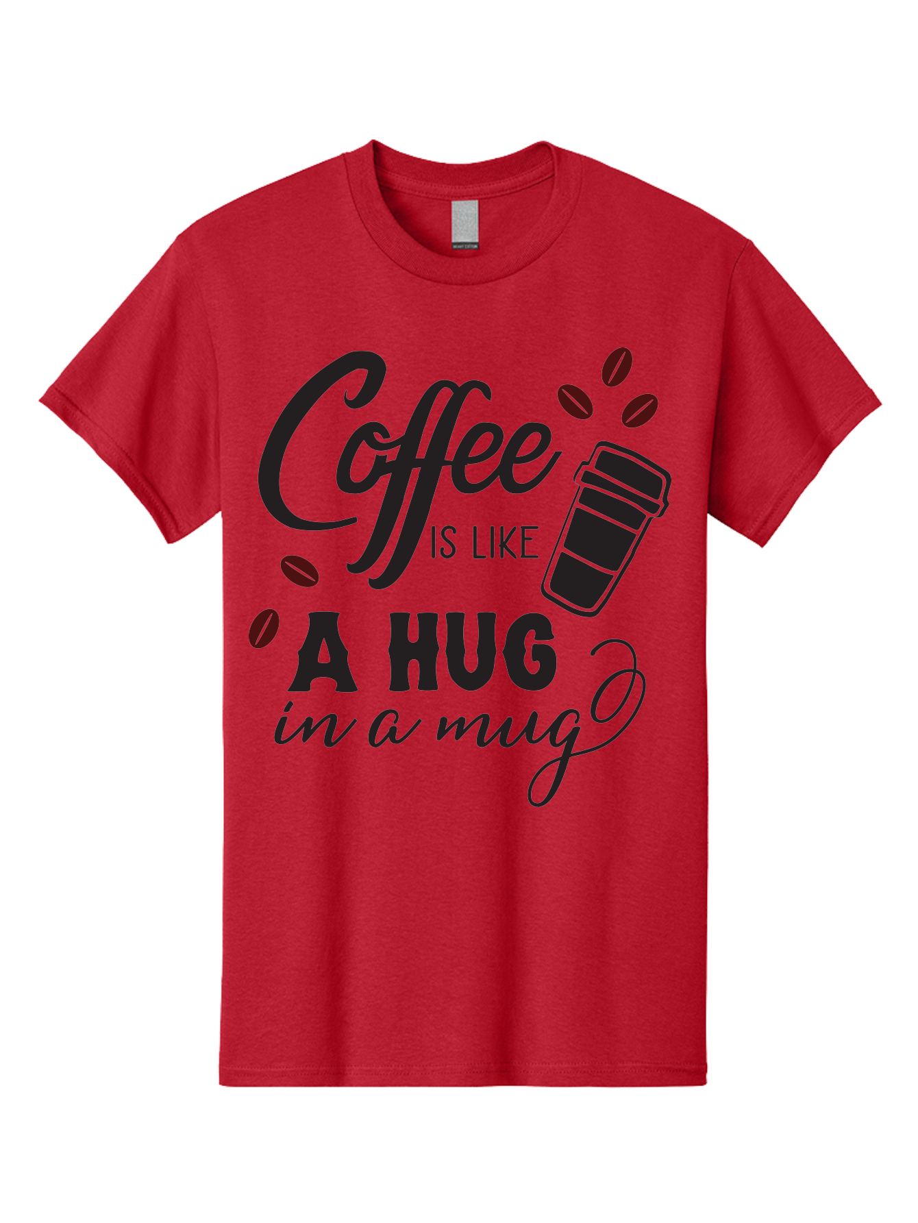 Coffee-Is-Like-A-Hug-In-A-Mug Men'S Graphic Tee, 100% Cotton, Comfortable Casual Summer Wear, Machine Washable, Coffee Quote, Coffee Love, Coffee Lover, Coffee In A Mug, Coffee Is Life, Coffee Is Like A Hug Aac602