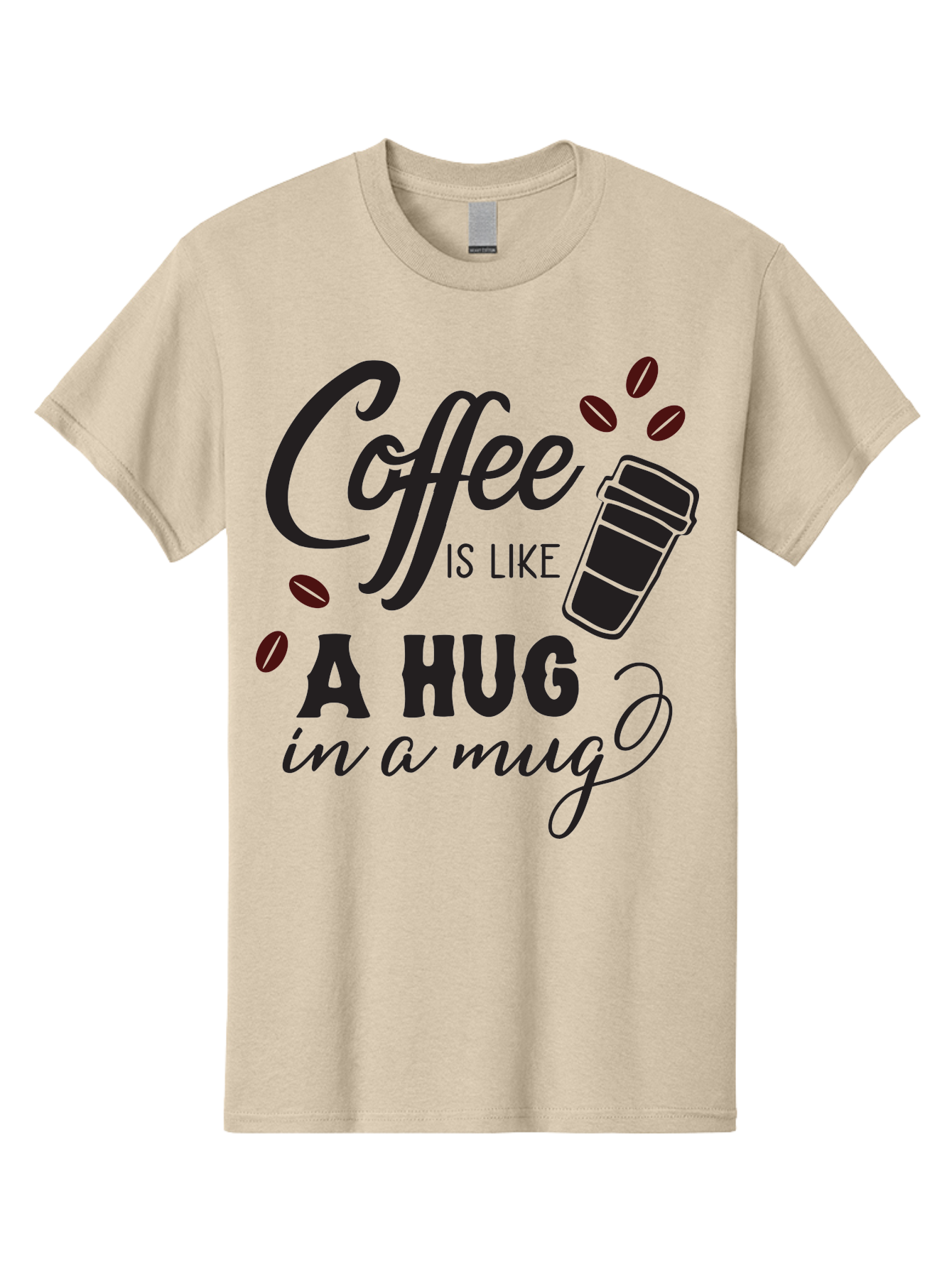 Coffee-Is-Like-A-Hug-In-A-Mug Men'S Graphic Tee, 100% Cotton, Comfortable Casual Summer Wear, Machine Washable, Coffee Quote, Coffee Love, Coffee Lover, Coffee In A Mug, Coffee Is Life, Coffee Is Like A Hug Aac602