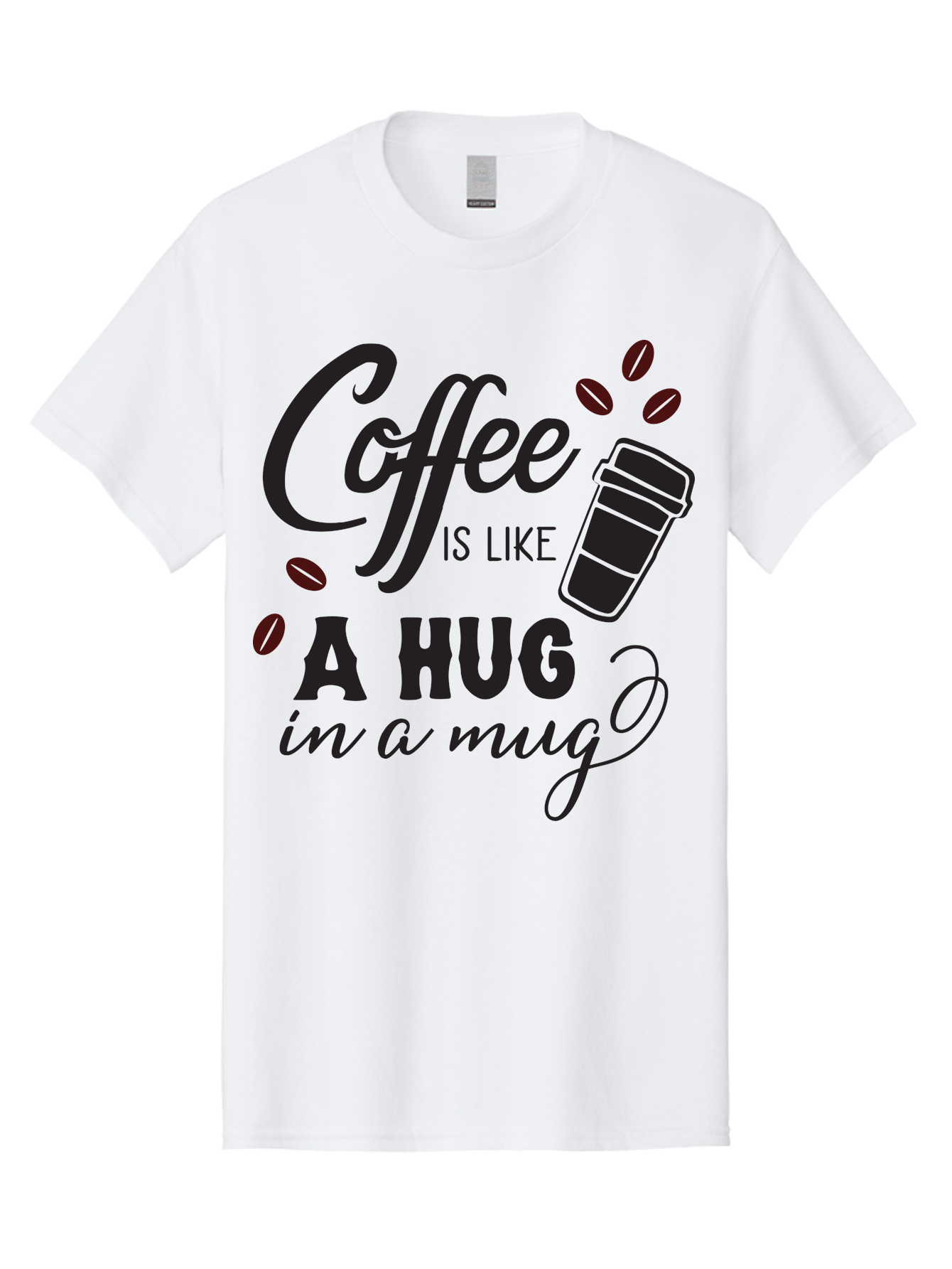 Coffee-Is-Like-A-Hug-In-A-Mug Men'S Graphic Tee, 100% Cotton, Comfortable Casual Summer Wear, Machine Washable, Coffee Quote, Coffee Love, Coffee Lover, Coffee In A Mug, Coffee Is Life, Coffee Is Like A Hug Aac602