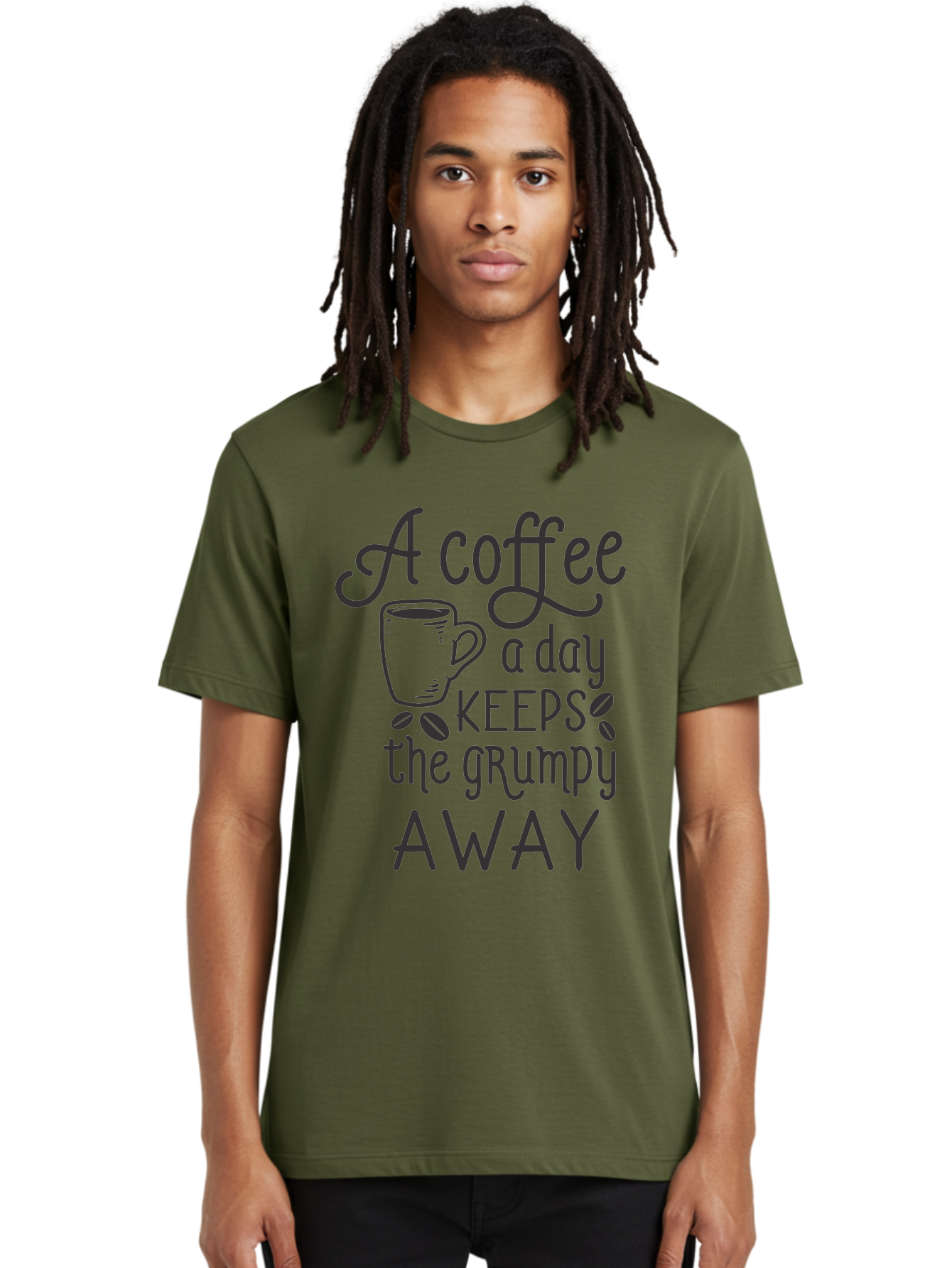 Coffee-Keeps-Grumpy-Away Men'S Graphic Tee, 100% Cotton, Comfortable Casual Summer Wear, Machine Washable, Coffee Quote, Coffee Lover, Coffee Humor, Daily Coffee, Grumpy Relief, Coffee Benefits, Morning Motivation Aac603