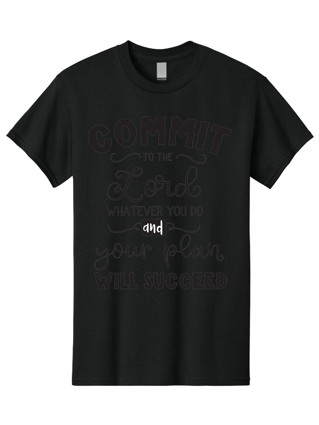 Commit-To-The-Lord Men'S Graphic Tee, 100% Cotton, Comfortable Casual Summer Wear, Machine Washable, Inspirational Quote, Motivational Message, Christian Faith, Success Mantra, Spiritual Guidance, Positive Affirmation, Faith And Success Aac606