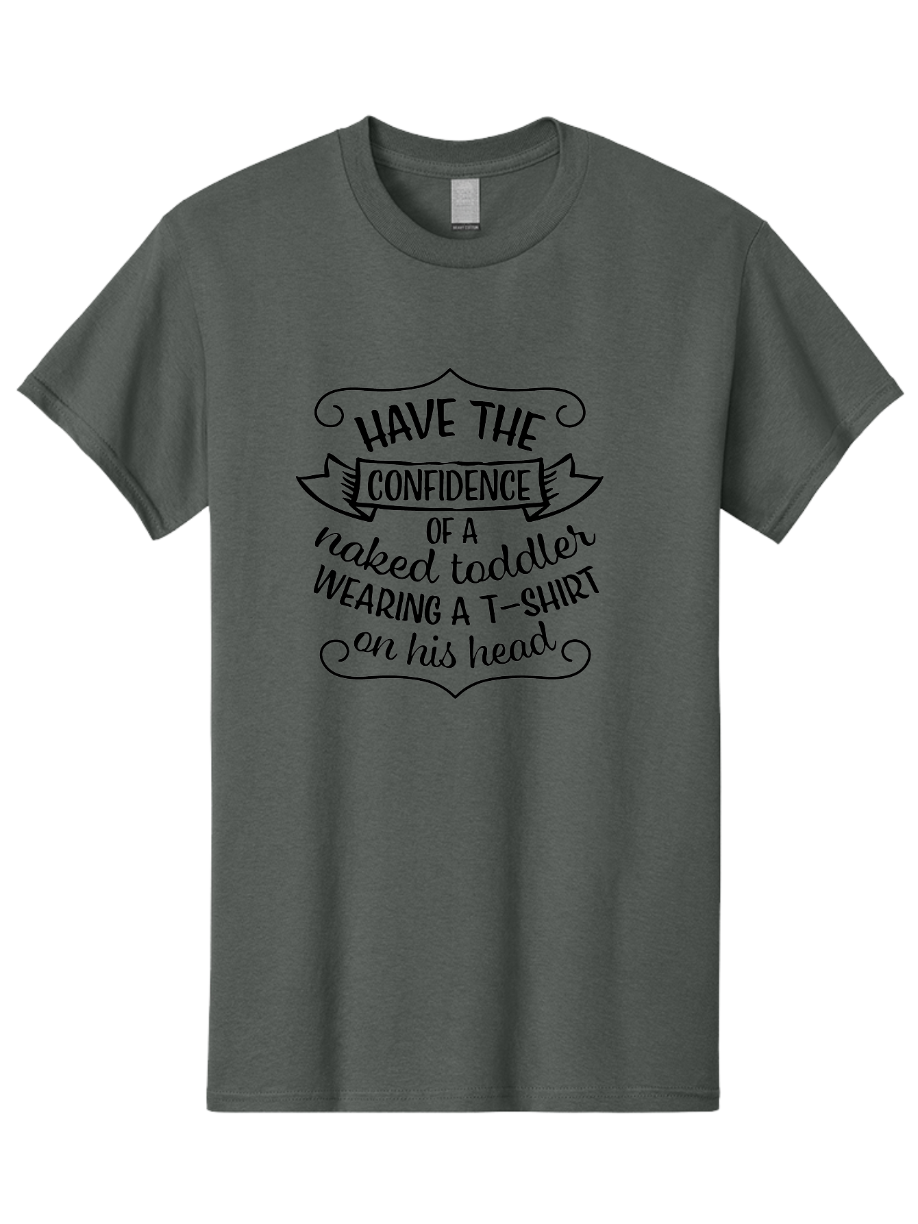 Confidence-Of-A-Naked-Toddler Men'S Graphic Tee, 100% Cotton, Comfortable Casual Summer Wear, Machine Washable, Funny Quote, Confidence Booster, Humorous Saying, Inspirational Phrase, Motivational Words, Quirky Design, Playful Typography, Aac607