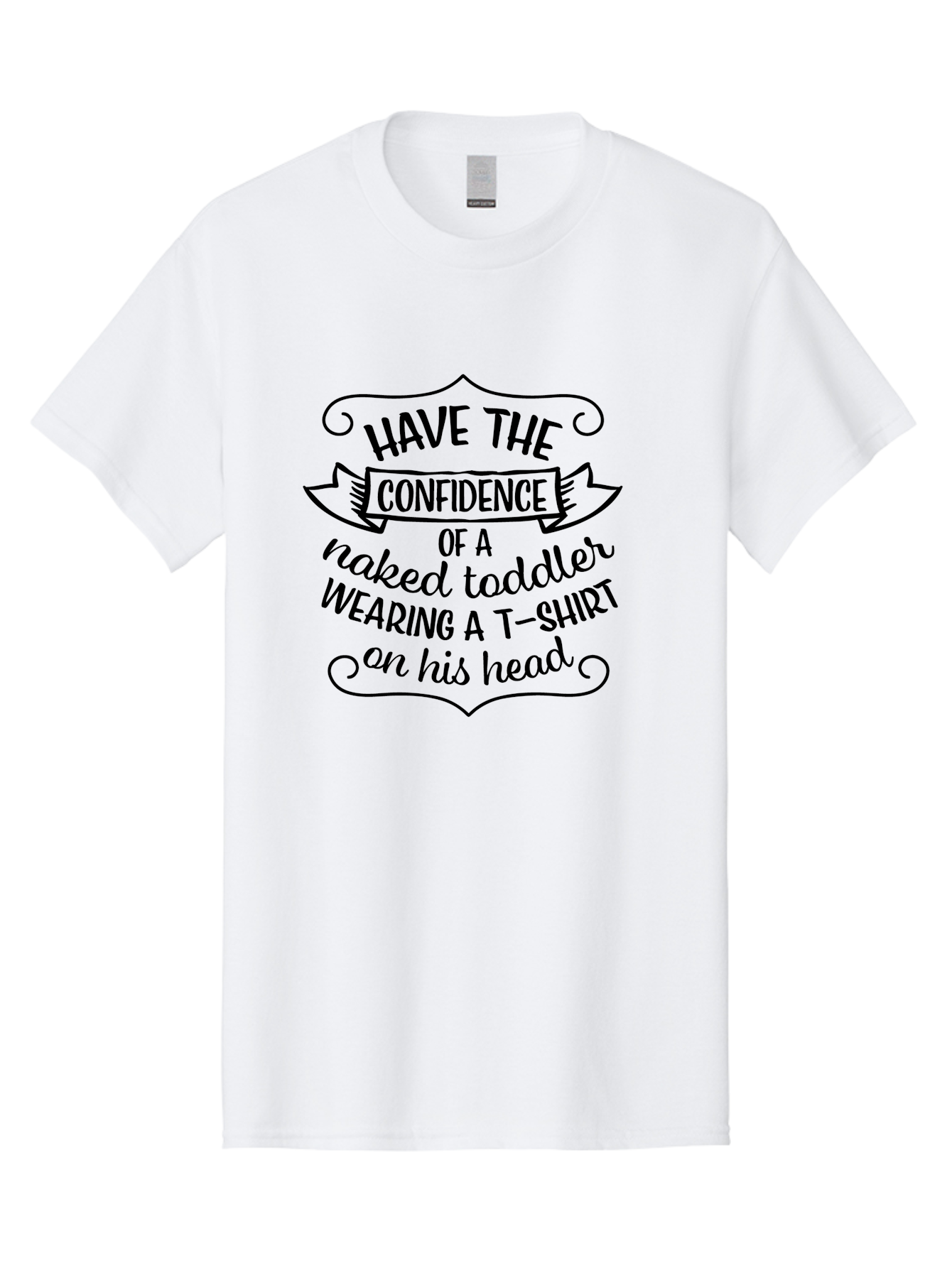 Confidence-Of-A-Naked-Toddler Men'S Graphic Tee, 100% Cotton, Comfortable Casual Summer Wear, Machine Washable, Funny Quote, Confidence Booster, Humorous Saying, Inspirational Phrase, Motivational Words, Quirky Design, Playful Typography, Aac607