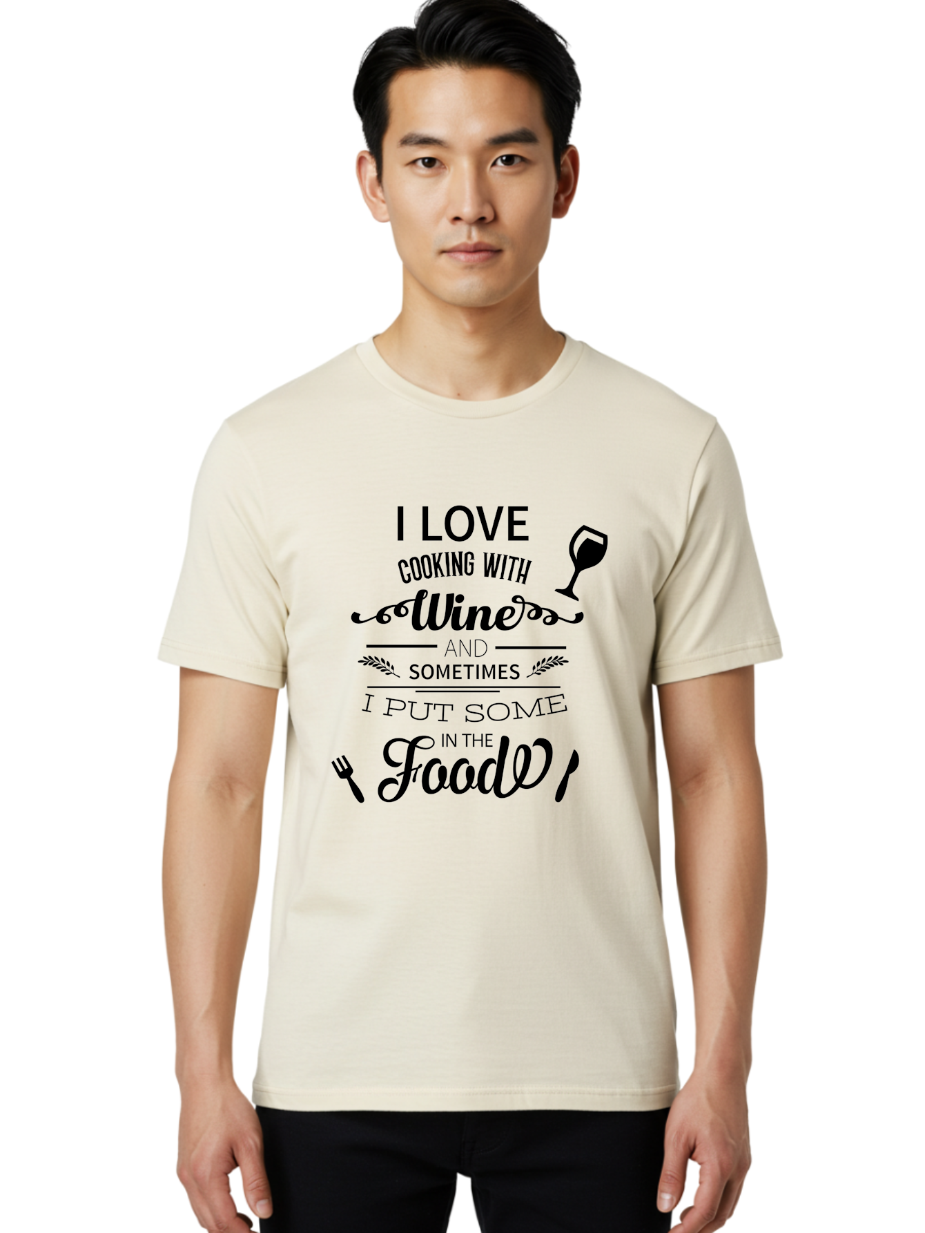 Cooking-With-Wine Men'S Graphic Tee, 100% Cotton, Comfortable Casual Summer Wear, Machine Washable, Cooking With Wine, Wine Quote, Funny Kitchen Humor, Wine Lover Gift, Culinary Arts, Kitchen Decor Inspiration, Chef'S Wit Aac608