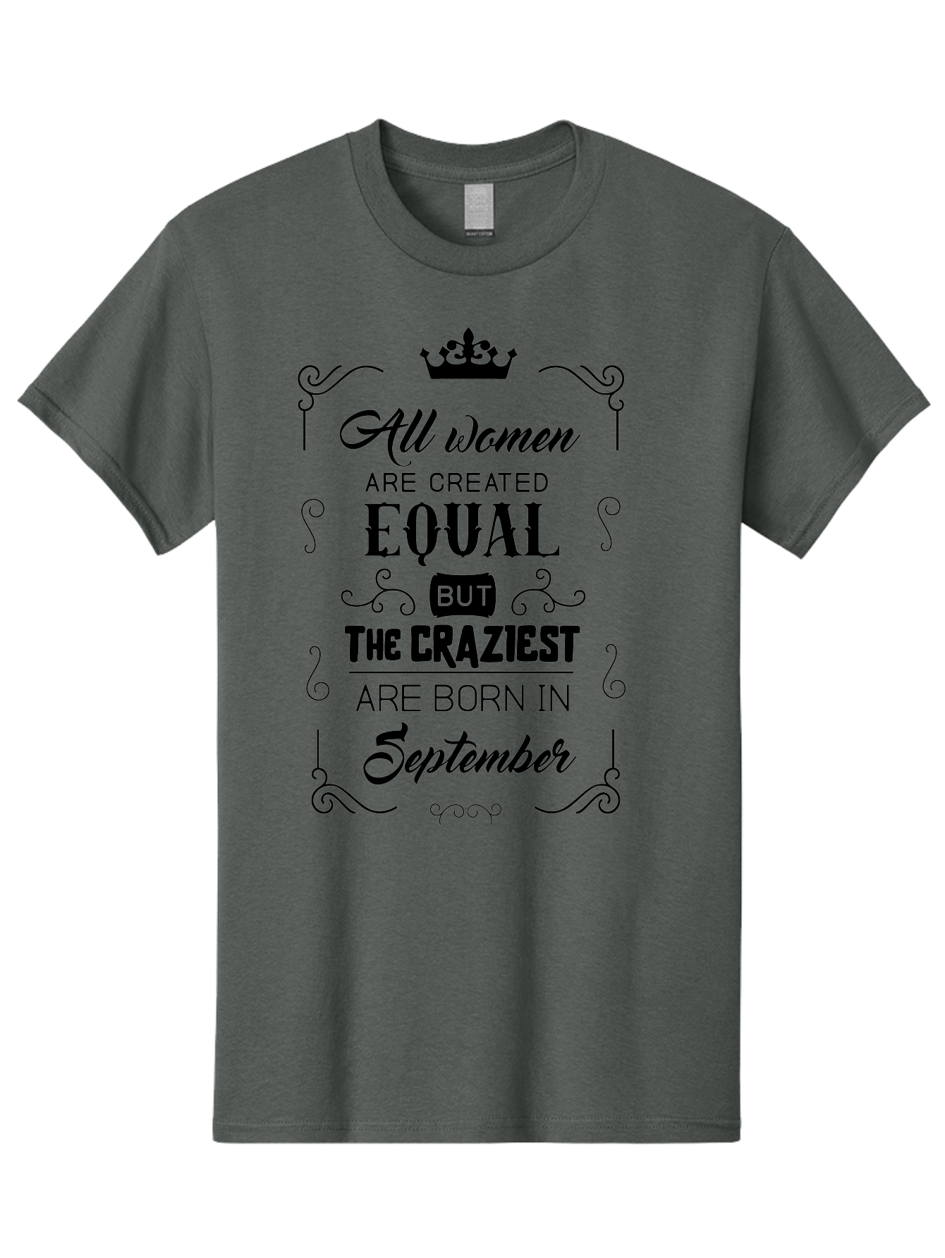 Craziest-Born-September Men'S Graphic Tee, 100% Cotton, Comfortable Casual Summer Wear, Machine Washable, Birth Month, September Born, Crazy Personality, Women'S Empowerment, Inspirational Quote, Funny Humor, Quirky Vibe, Equal But Different, Aac612