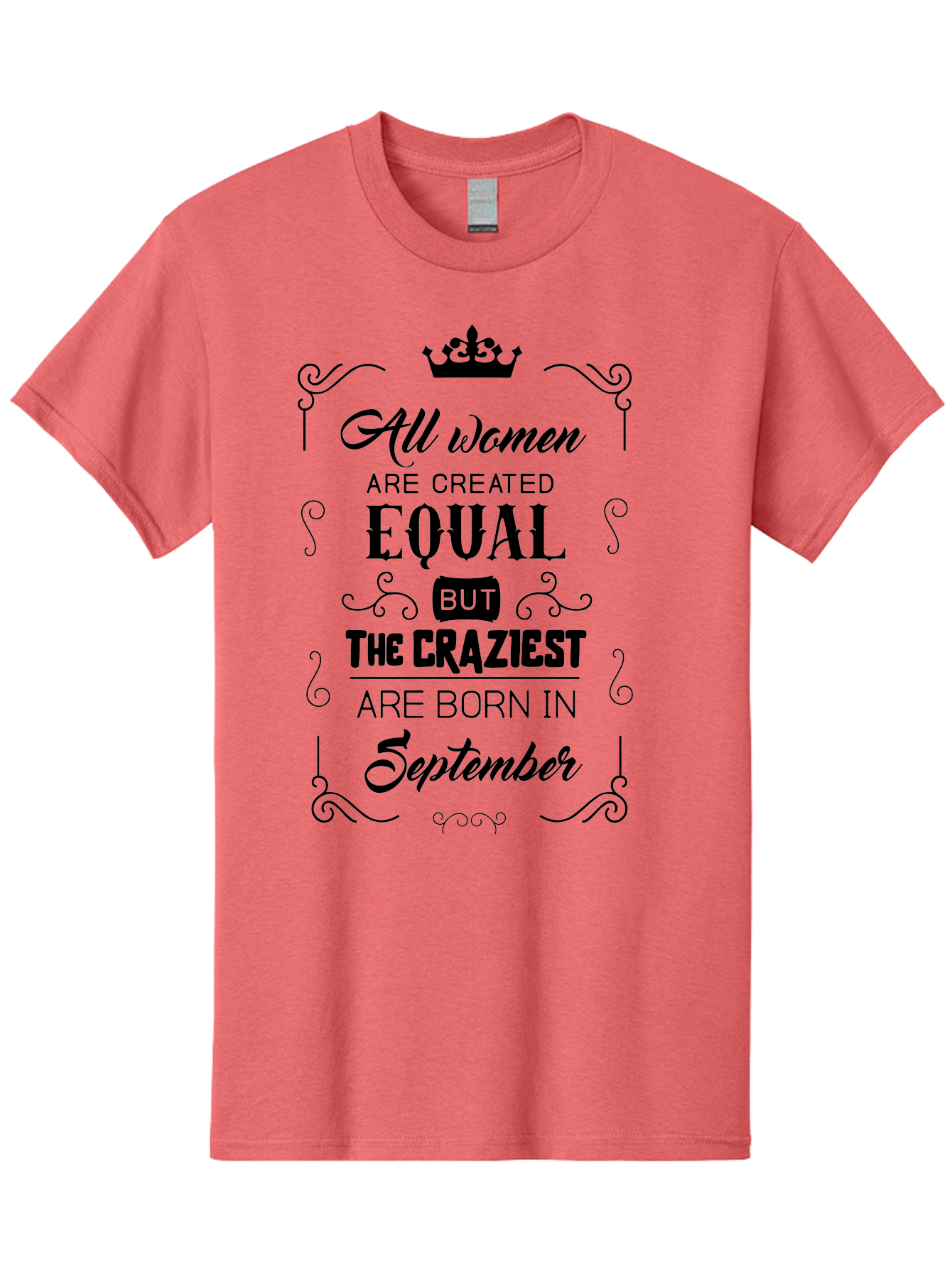 Craziest-Born-September Men'S Graphic Tee, 100% Cotton, Comfortable Casual Summer Wear, Machine Washable, Birth Month, September Born, Crazy Personality, Women'S Empowerment, Inspirational Quote, Funny Humor, Quirky Vibe, Equal But Different, Aac612