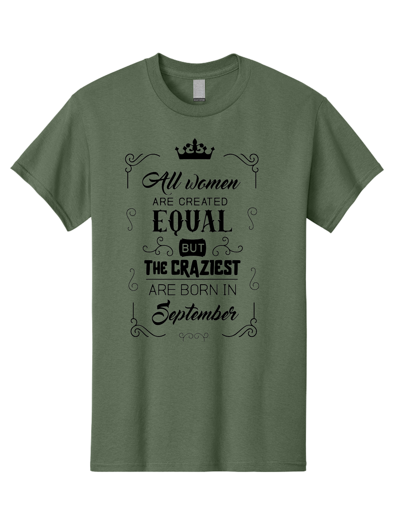 Craziest-Born-September Men'S Graphic Tee, 100% Cotton, Comfortable Casual Summer Wear, Machine Washable, Birth Month, September Born, Crazy Personality, Women'S Empowerment, Inspirational Quote, Funny Humor, Quirky Vibe, Equal But Different, Aac612